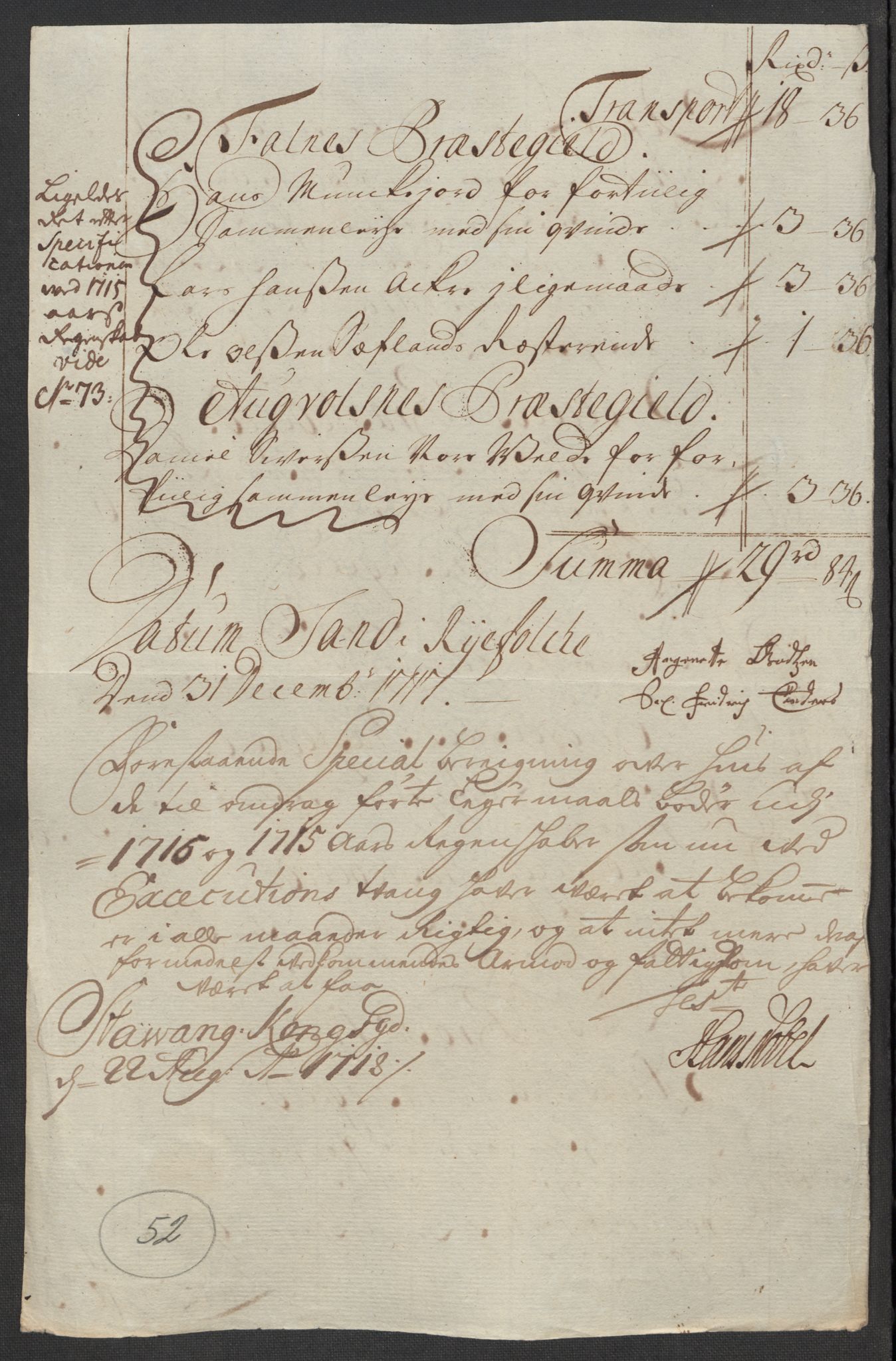 Rentekammeret inntil 1814, Reviderte regnskaper, Fogderegnskap, AV/RA-EA-4092/R47/L2870: Fogderegnskap Ryfylke, 1717, p. 281