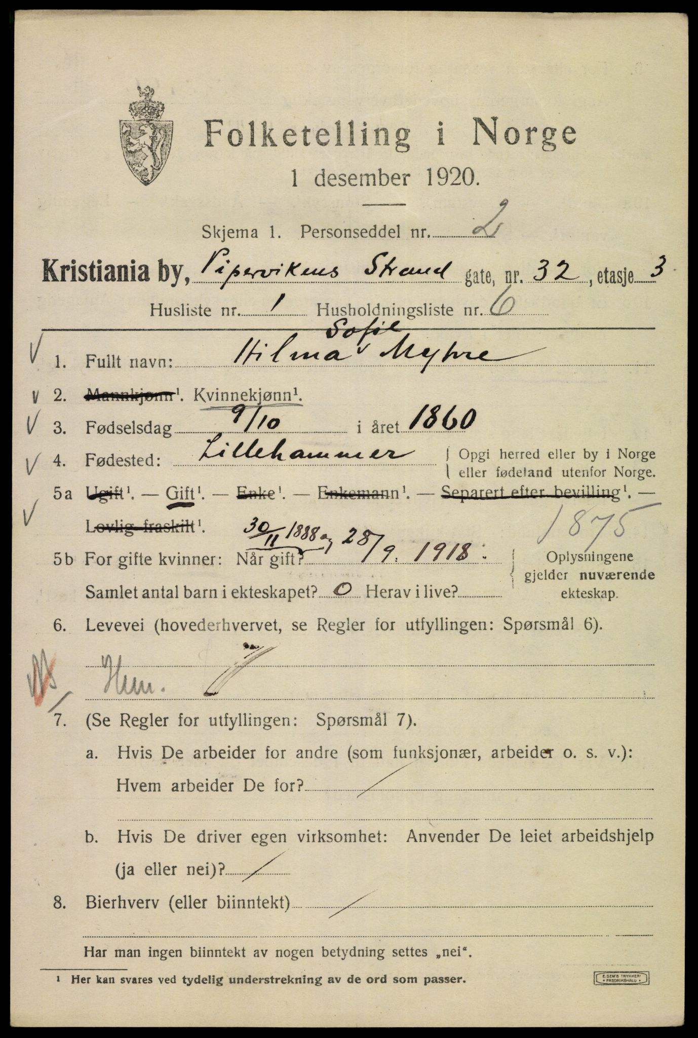 SAO, 1920 census for Kristiania, 1920, p. 551697