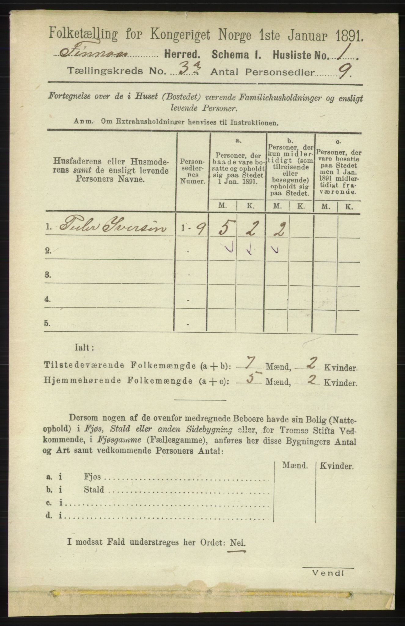 RA, 1891 census for 1218 Finnås, 1891, p. 1034