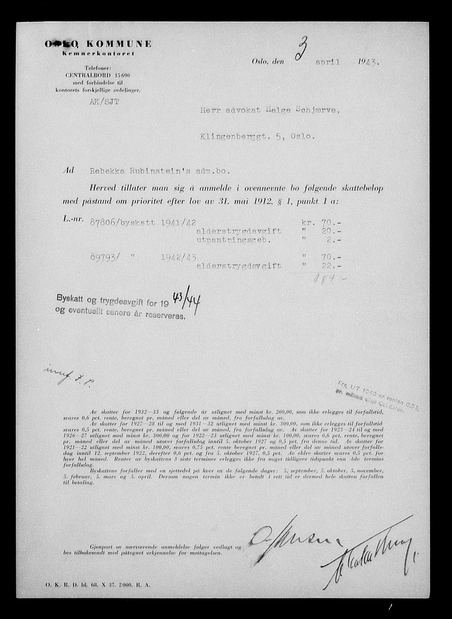 Justisdepartementet, Tilbakeføringskontoret for inndratte formuer, AV/RA-S-1564/H/Hc/Hcc/L0975: --, 1945-1947, p. 353