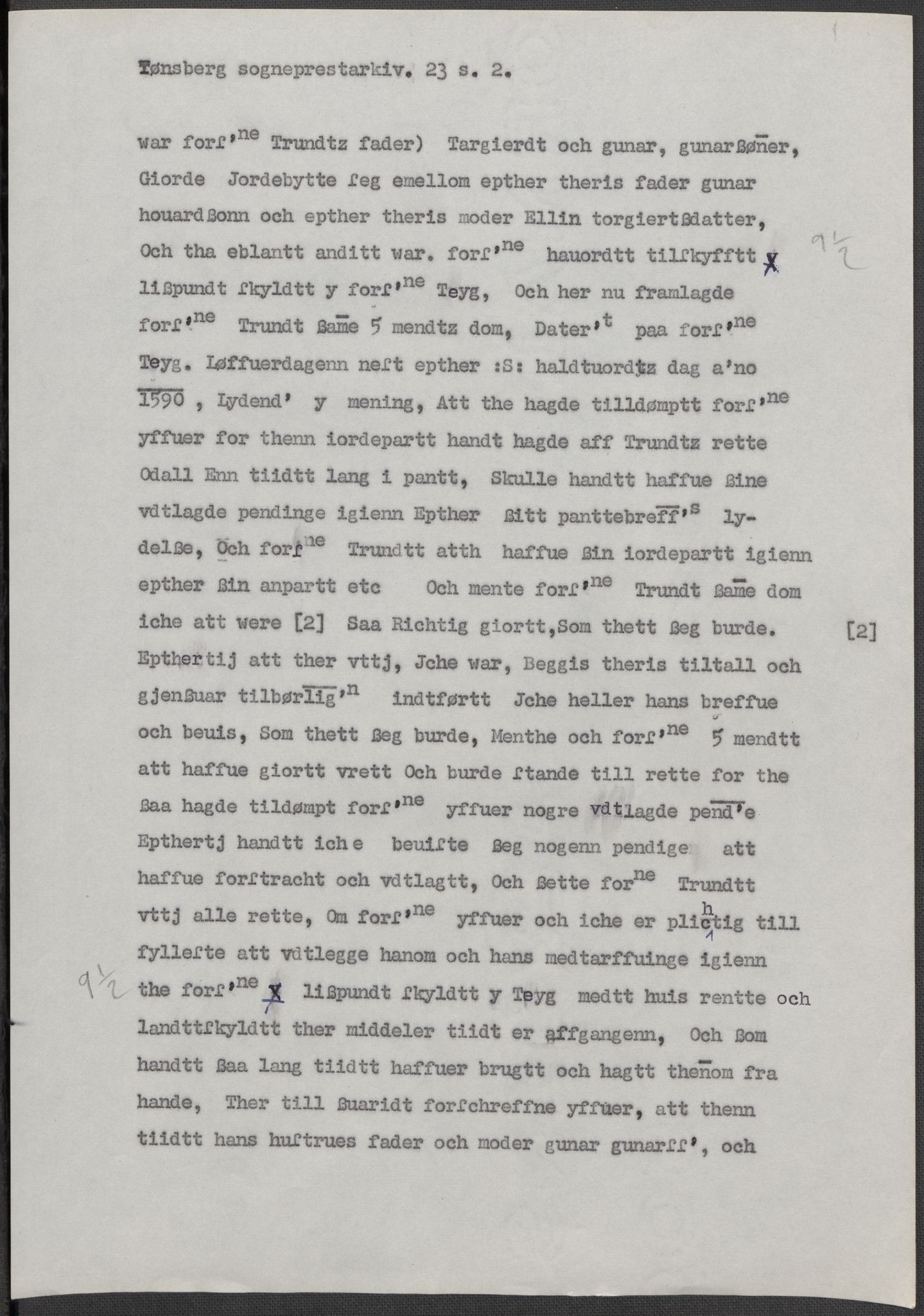 Riksarkivets diplomsamling, AV/RA-EA-5965/F15/L0022: Prestearkiv - Vestfold, 1573-1670, p. 126