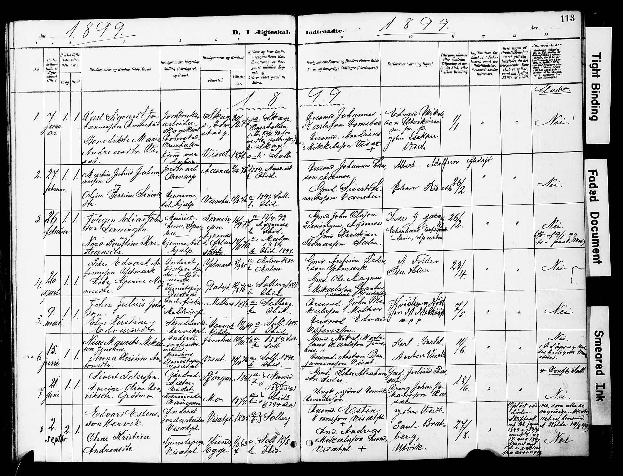 Ministerialprotokoller, klokkerbøker og fødselsregistre - Nord-Trøndelag, SAT/A-1458/741/L0396: Parish register (official) no. 741A10, 1889-1901, p. 113