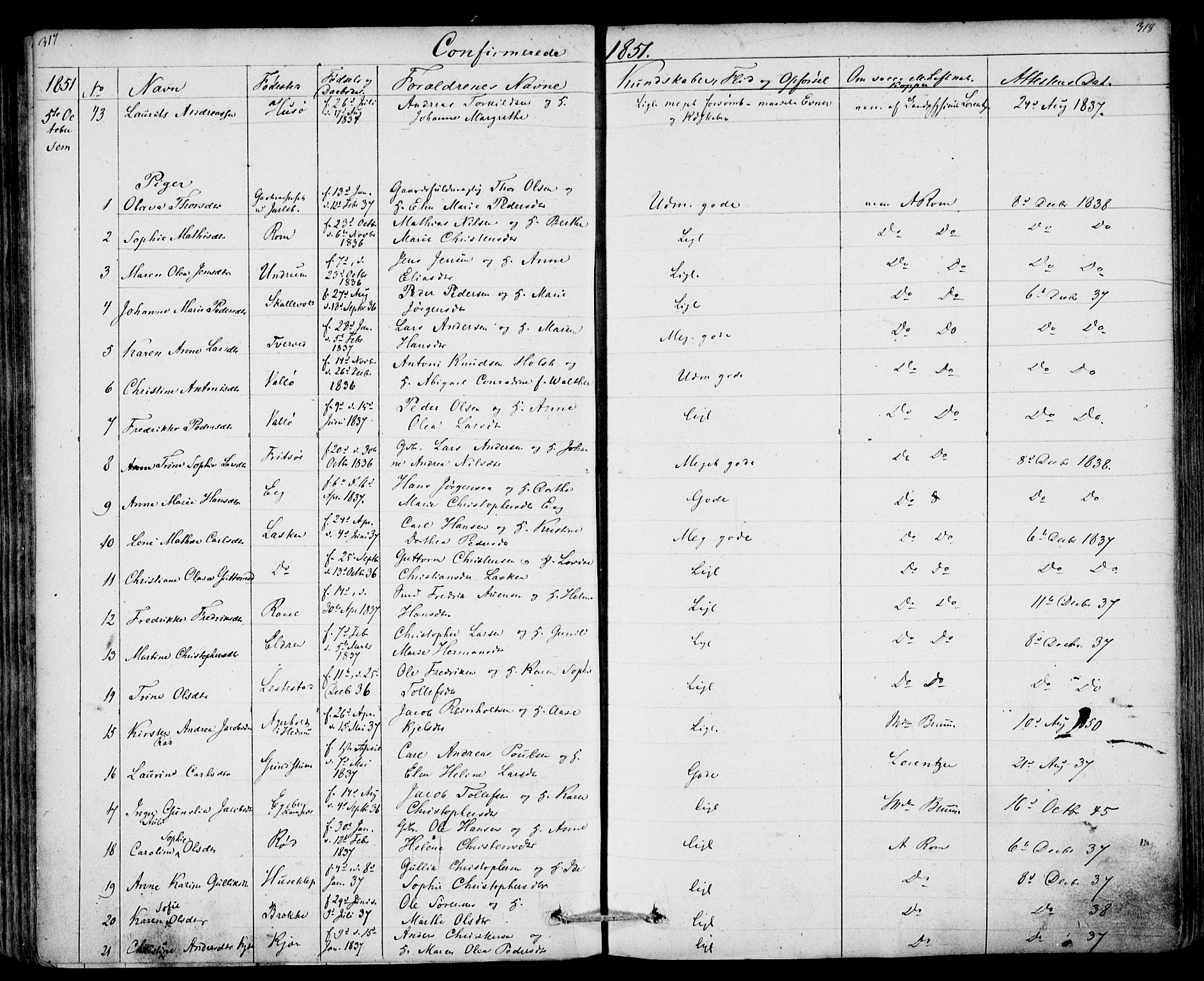 Sem kirkebøker, AV/SAKO-A-5/F/Fa/L0006: Parish register (official) no. I 6, 1843-1855, p. 317-318