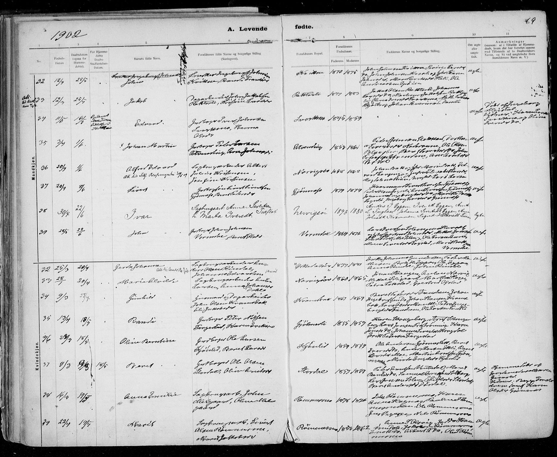 Ministerialprotokoller, klokkerbøker og fødselsregistre - Sør-Trøndelag, AV/SAT-A-1456/668/L0811: Parish register (official) no. 668A11, 1894-1913, p. 69