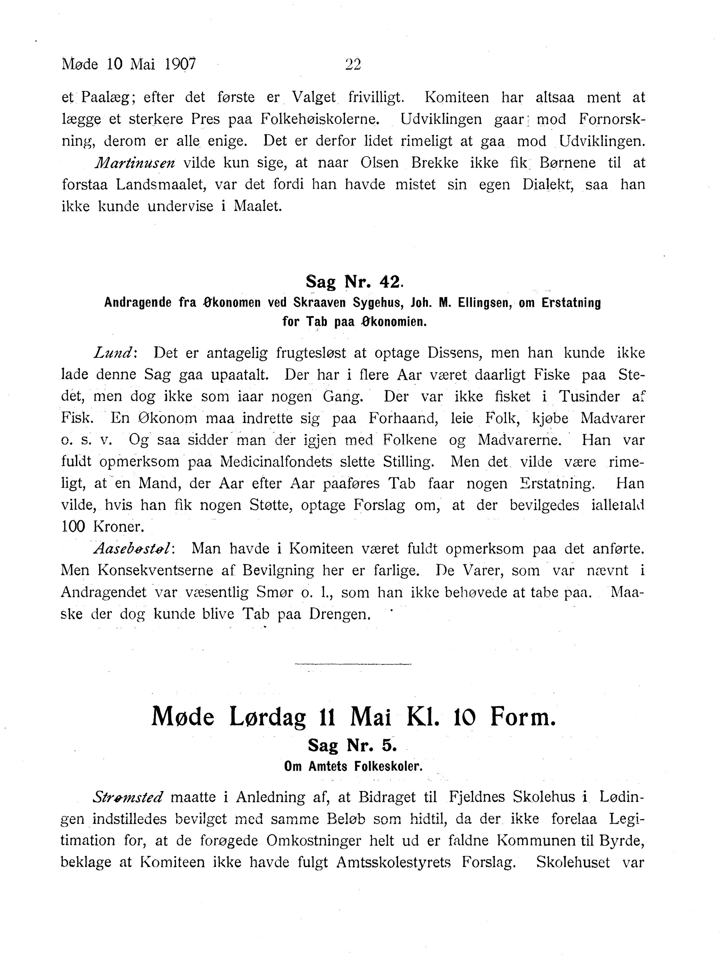 Nordland Fylkeskommune. Fylkestinget, AIN/NFK-17/176/A/Ac/L0030: Fylkestingsforhandlinger 1907, 1907