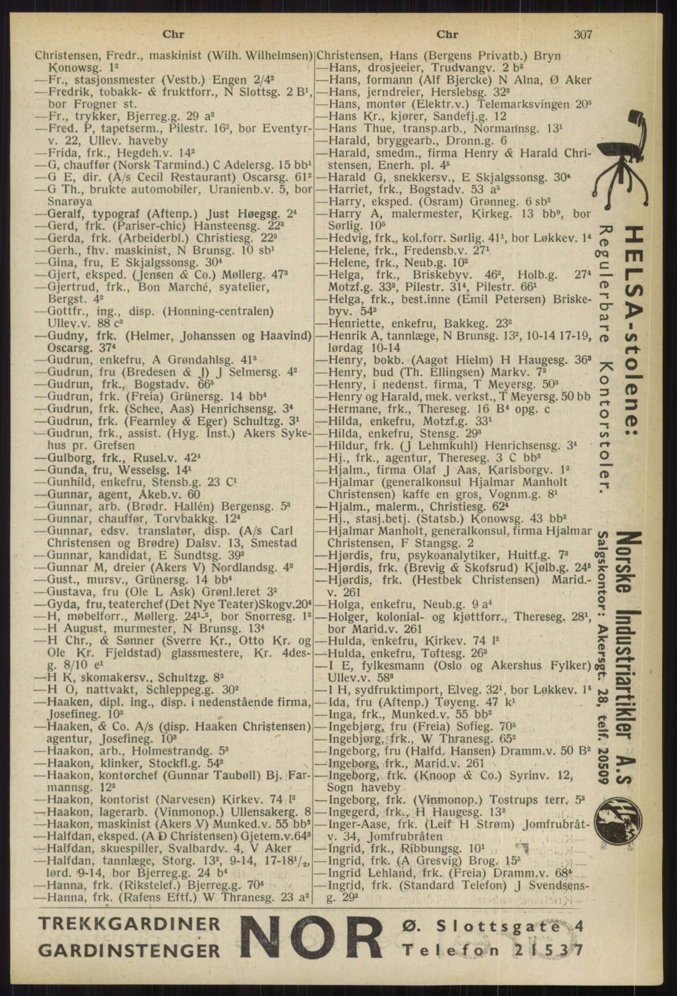 Kristiania/Oslo adressebok, PUBL/-, 1936, p. 307