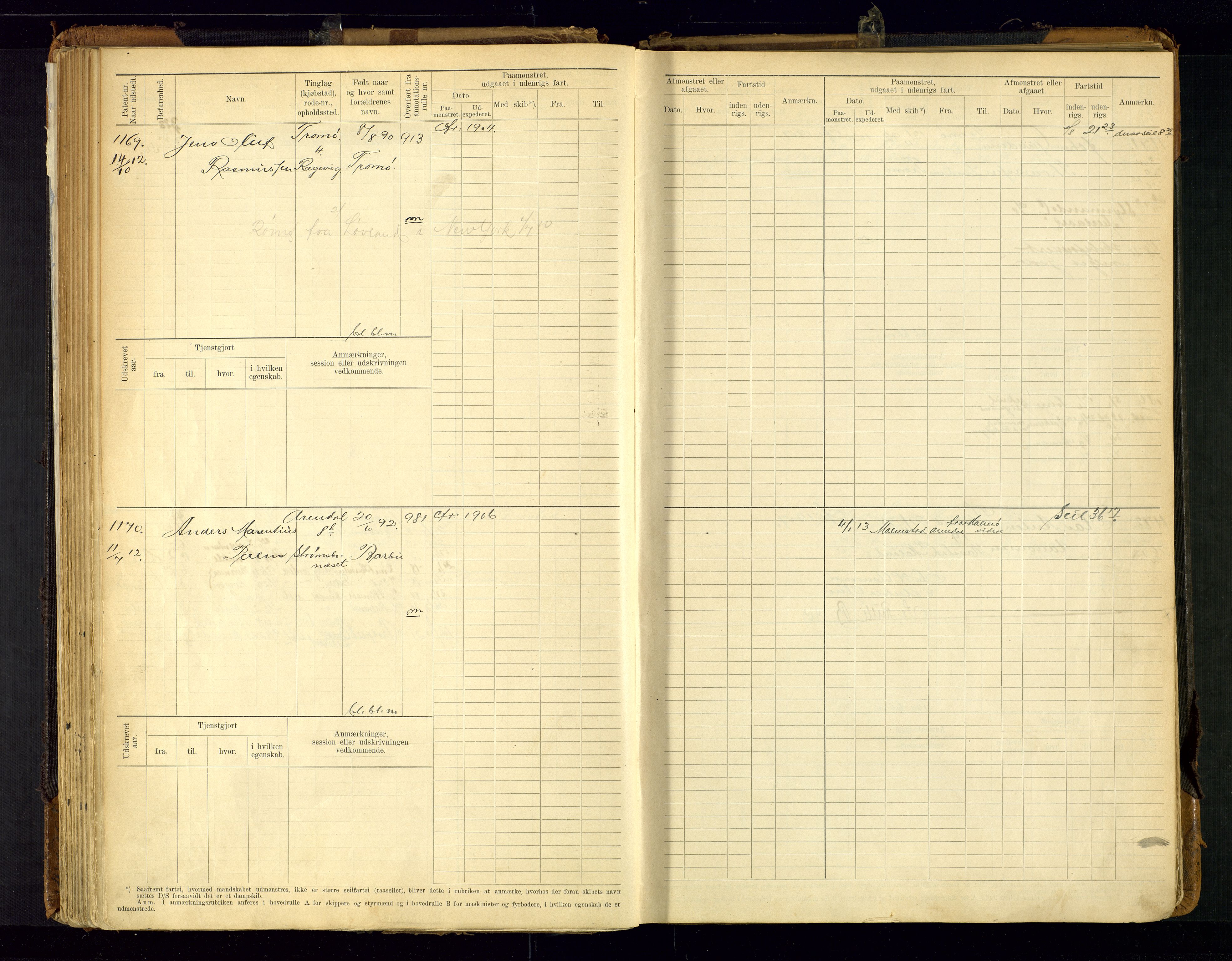 Arendal mønstringskrets, AV/SAK-2031-0012/F/Fb/L0021: Hovedrulle A nr 969-1465, S-19, 1910-1914, p. 105