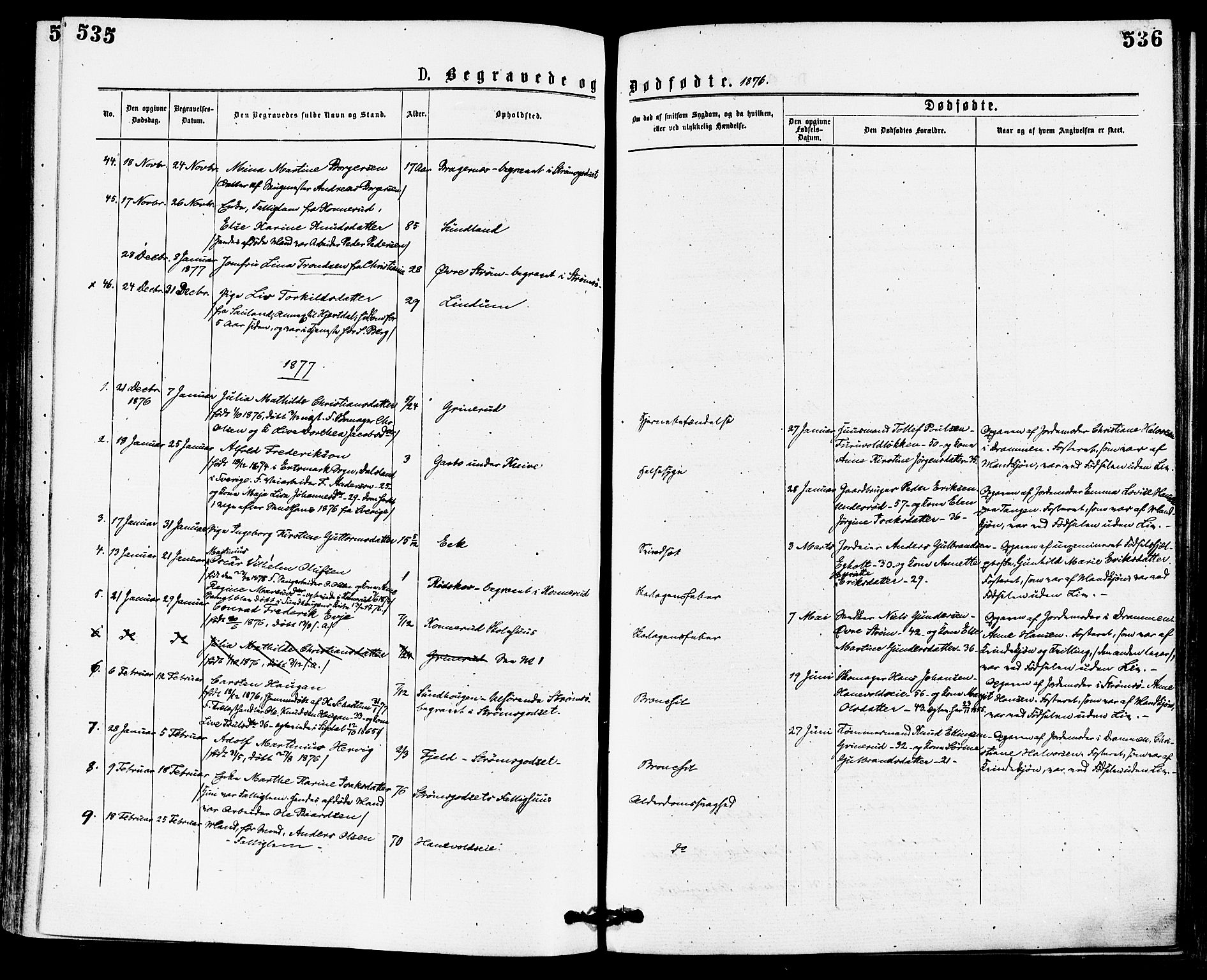 Skoger kirkebøker, AV/SAKO-A-59/F/Fa/L0005: Parish register (official) no. I 5, 1873-1884, p. 535-536