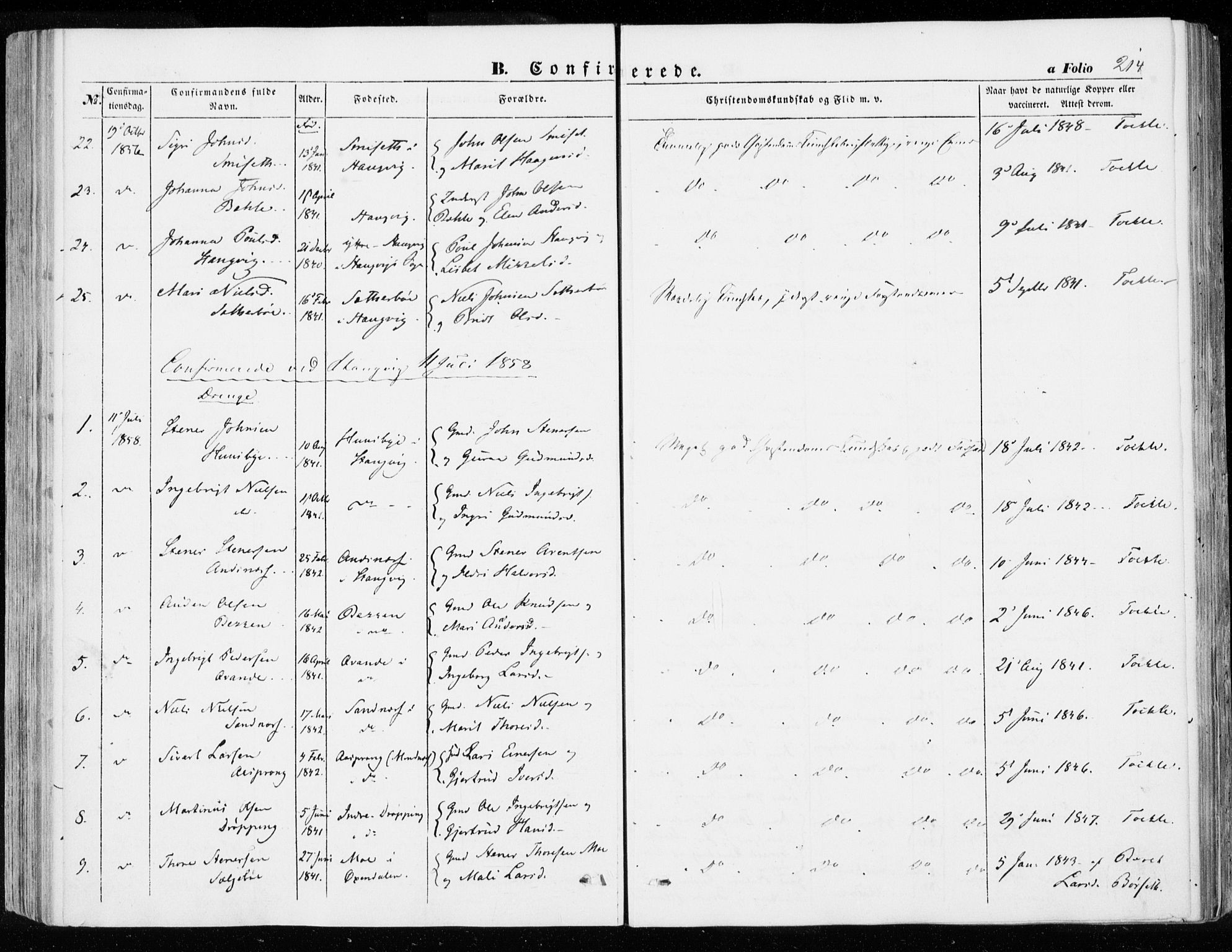 Ministerialprotokoller, klokkerbøker og fødselsregistre - Møre og Romsdal, SAT/A-1454/592/L1026: Parish register (official) no. 592A04, 1849-1867, p. 214