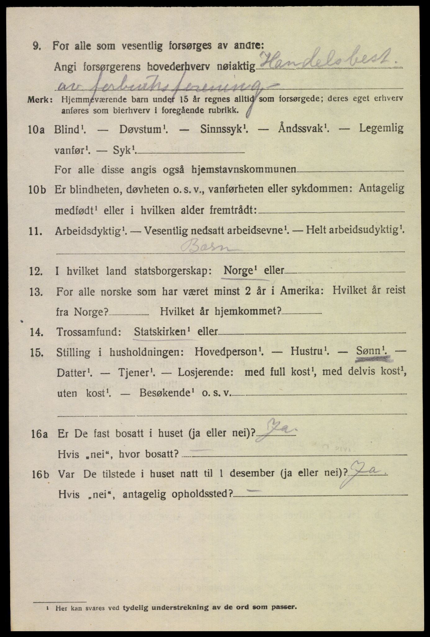 SAK, 1920 census for Øvre Sirdal, 1920, p. 1654