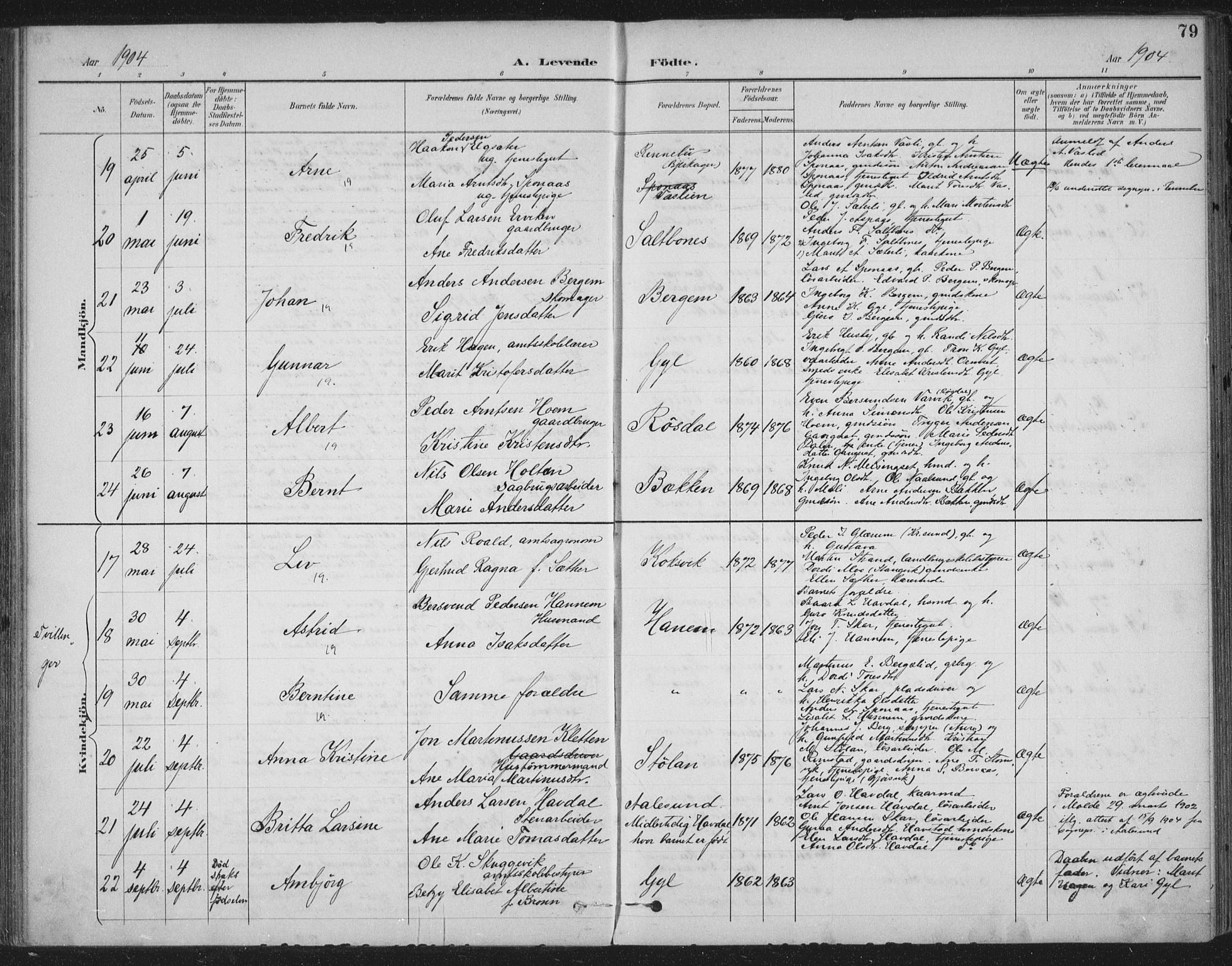 Ministerialprotokoller, klokkerbøker og fødselsregistre - Møre og Romsdal, AV/SAT-A-1454/586/L0988: Parish register (official) no. 586A14, 1893-1905, p. 79