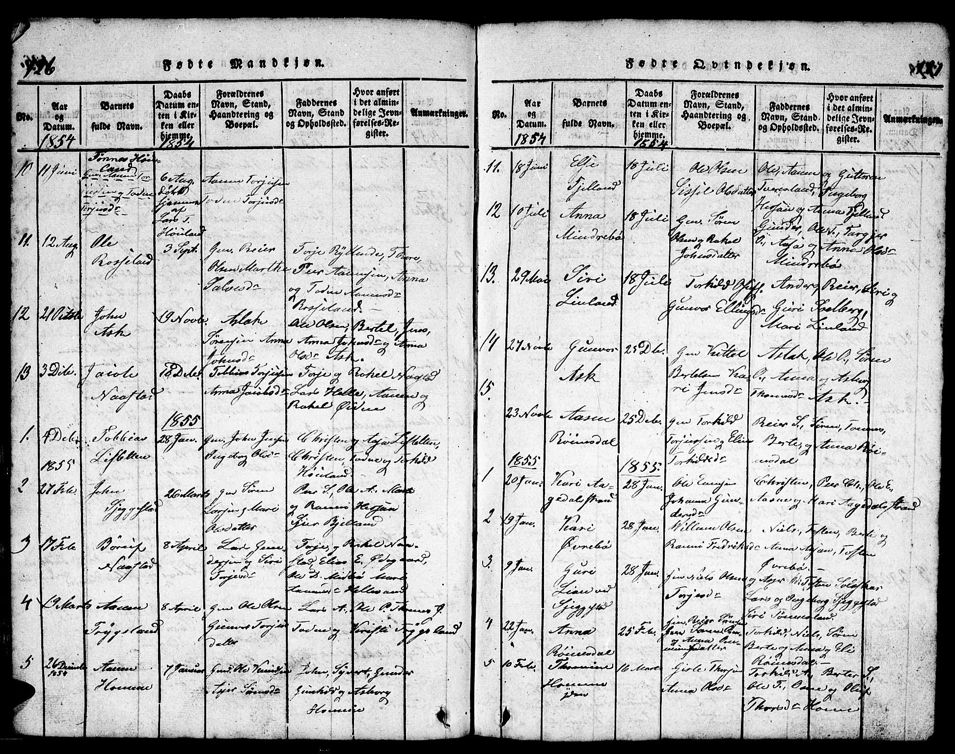 Bjelland sokneprestkontor, SAK/1111-0005/F/Fb/Fba/L0003: Parish register (copy) no. B 3, 1816-1870, p. 126-127