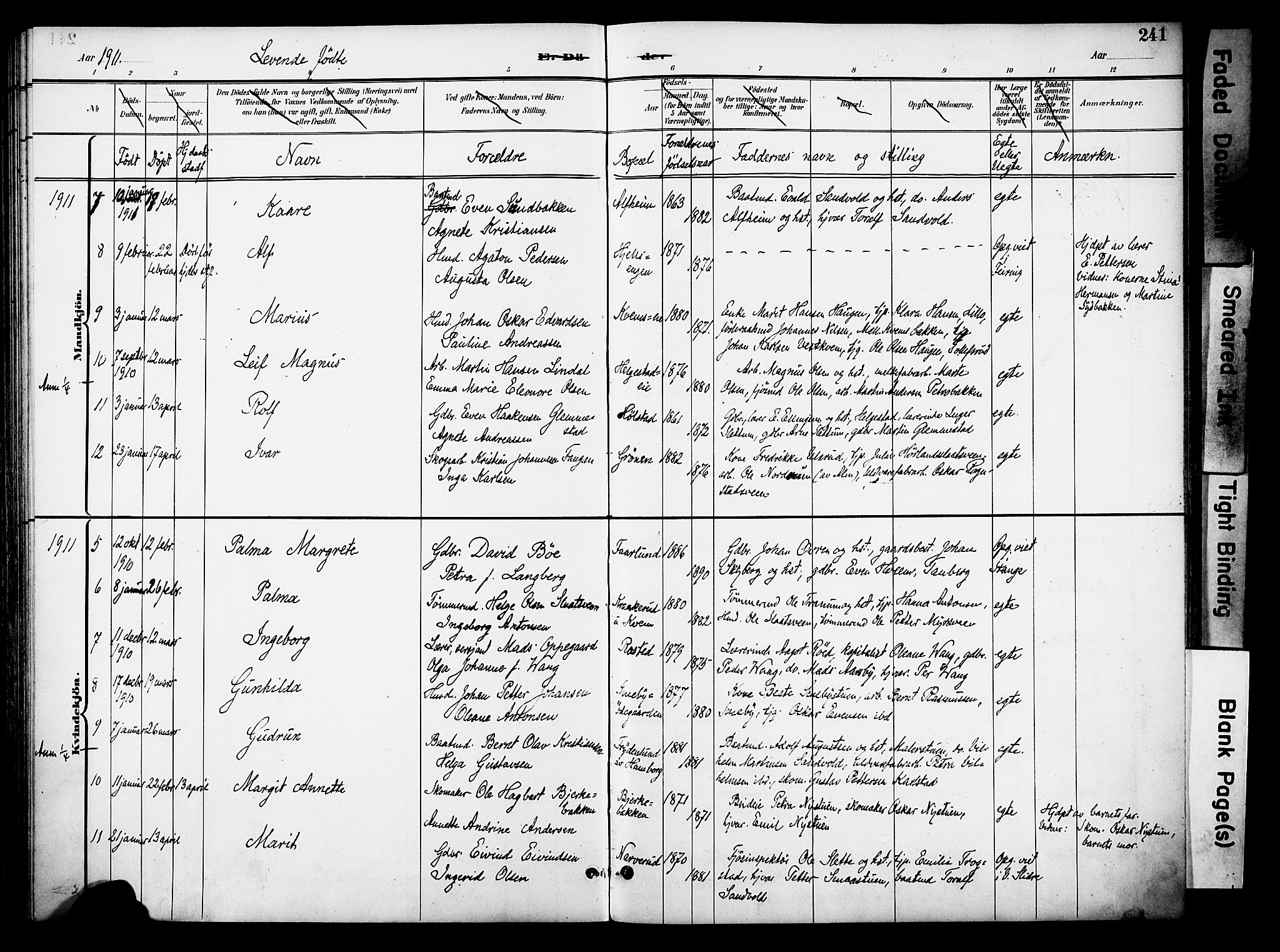 Østre Toten prestekontor, AV/SAH-PREST-104/H/Ha/Haa/L0009: Parish register (official) no. 9, 1897-1913, p. 241