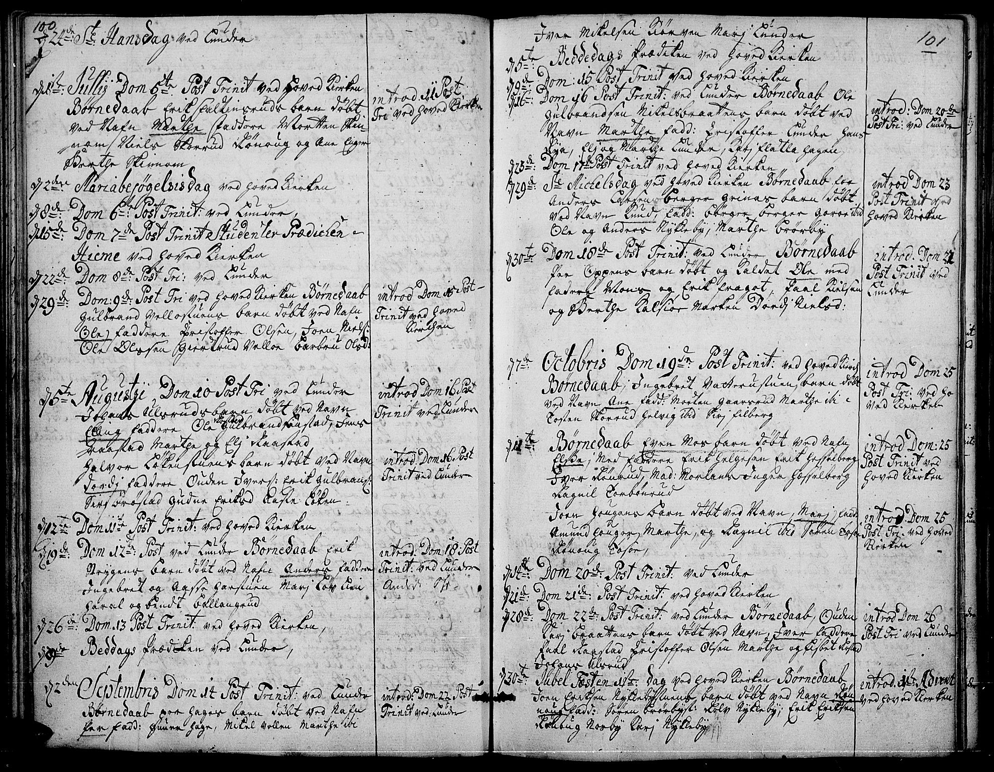 Jevnaker prestekontor, SAH/PREST-116/H/Ha/Haa/L0002: Parish register (official) no. 2, 1725-1751, p. 100-101