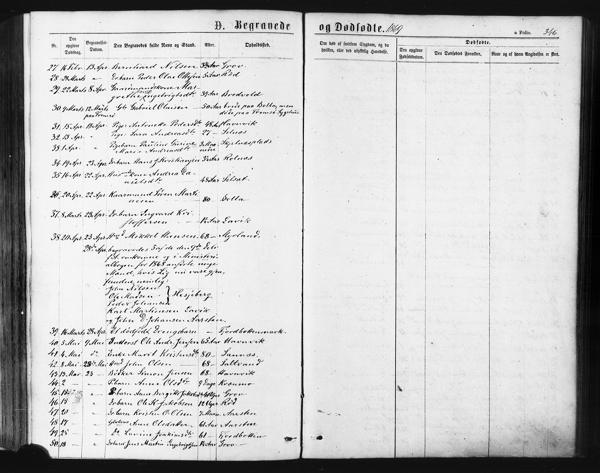 Ibestad sokneprestembete, SATØ/S-0077/H/Ha/Haa/L0010kirke: Parish register (official) no. 10, 1869-1879, p. 346