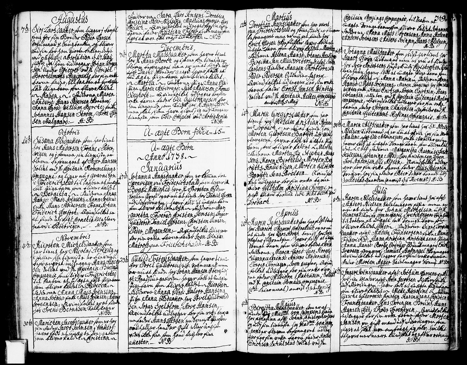 Oslo domkirke Kirkebøker, SAO/A-10752/F/Fa/L0003: Parish register (official) no. 3, 1731-1743, p. 349