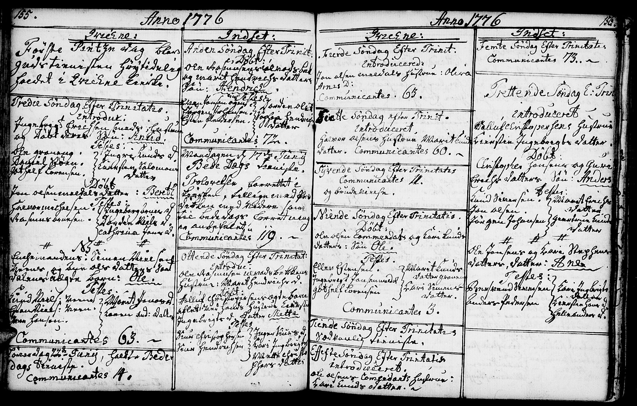 Kvikne prestekontor, AV/SAH-PREST-064/H/Ha/Haa/L0002: Parish register (official) no. 2, 1764-1784, p. 155-156