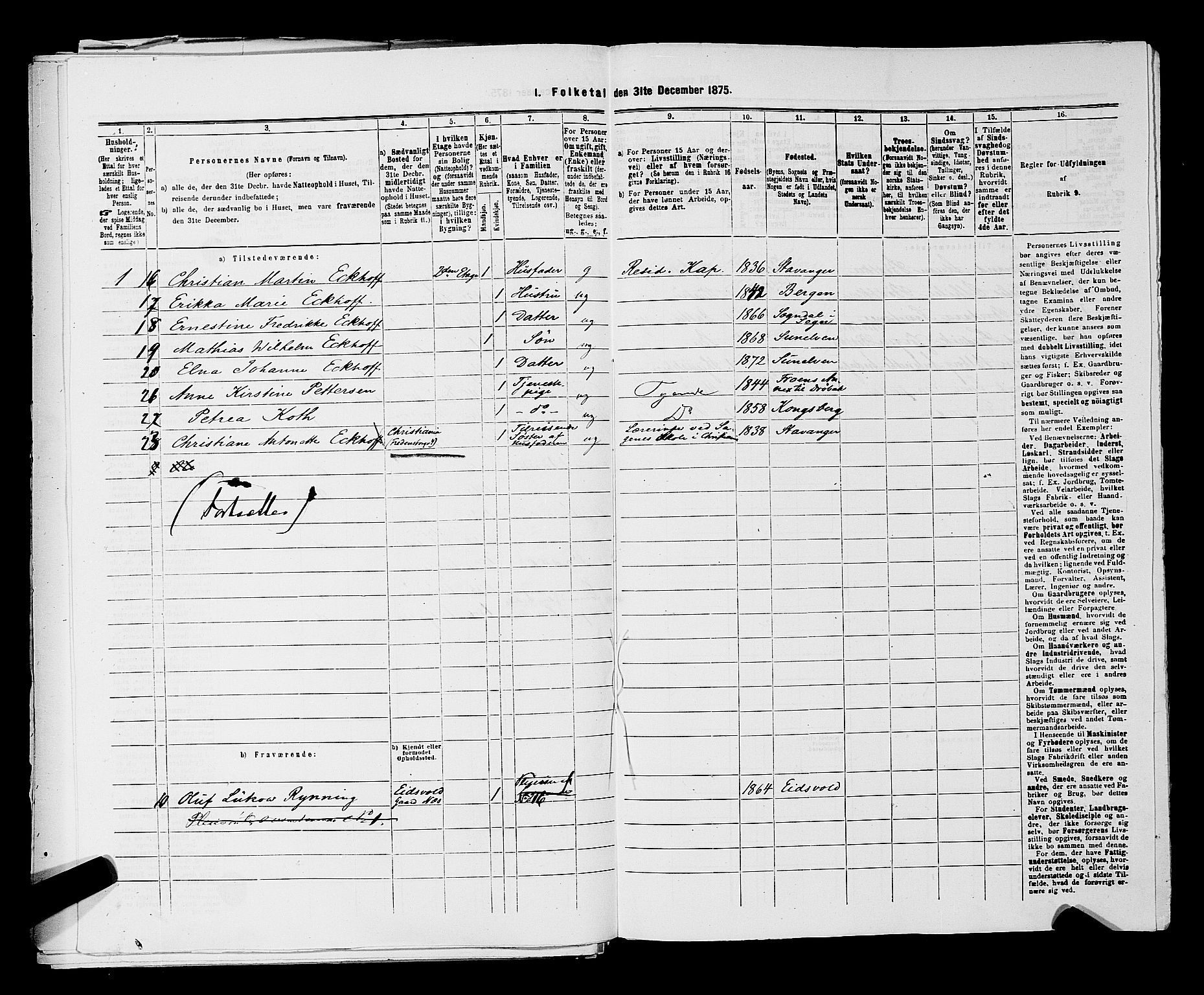 SAKO, 1875 census for 0602 Drammen, 1875, p. 2929
