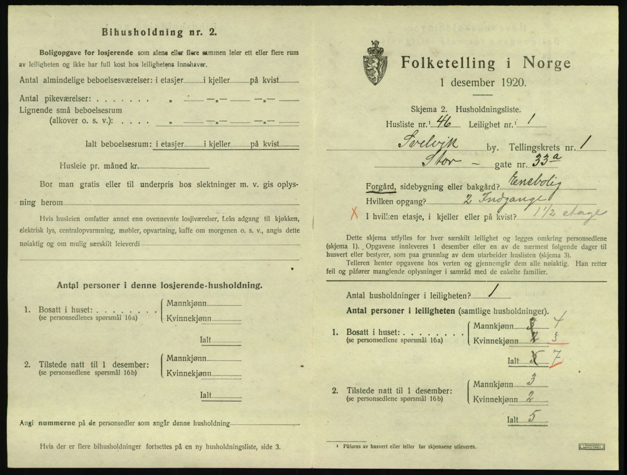 SAKO, 1920 census for Svelvik, 1920, p. 649