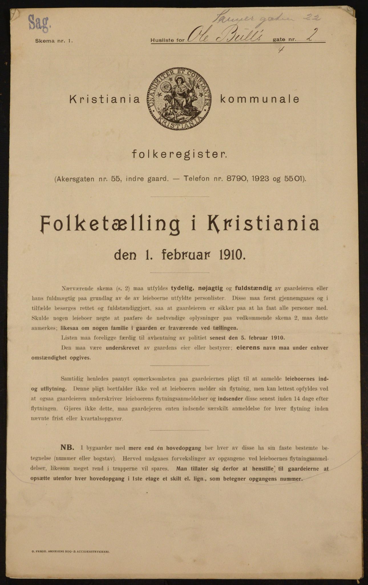 OBA, Municipal Census 1910 for Kristiania, 1910, p. 72676