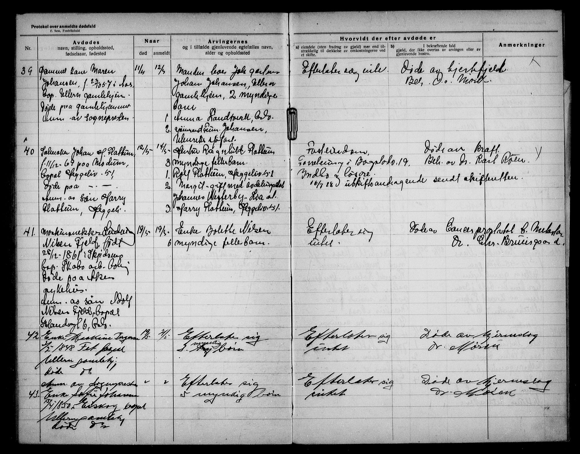 Aker kriminaldommer, skifte- og auksjonsforvalterembete, AV/SAO-A-10452/H/Hb/Hba/Hbae/L0001: Dødsfallsprotokoll for Ullern, 1922-1928