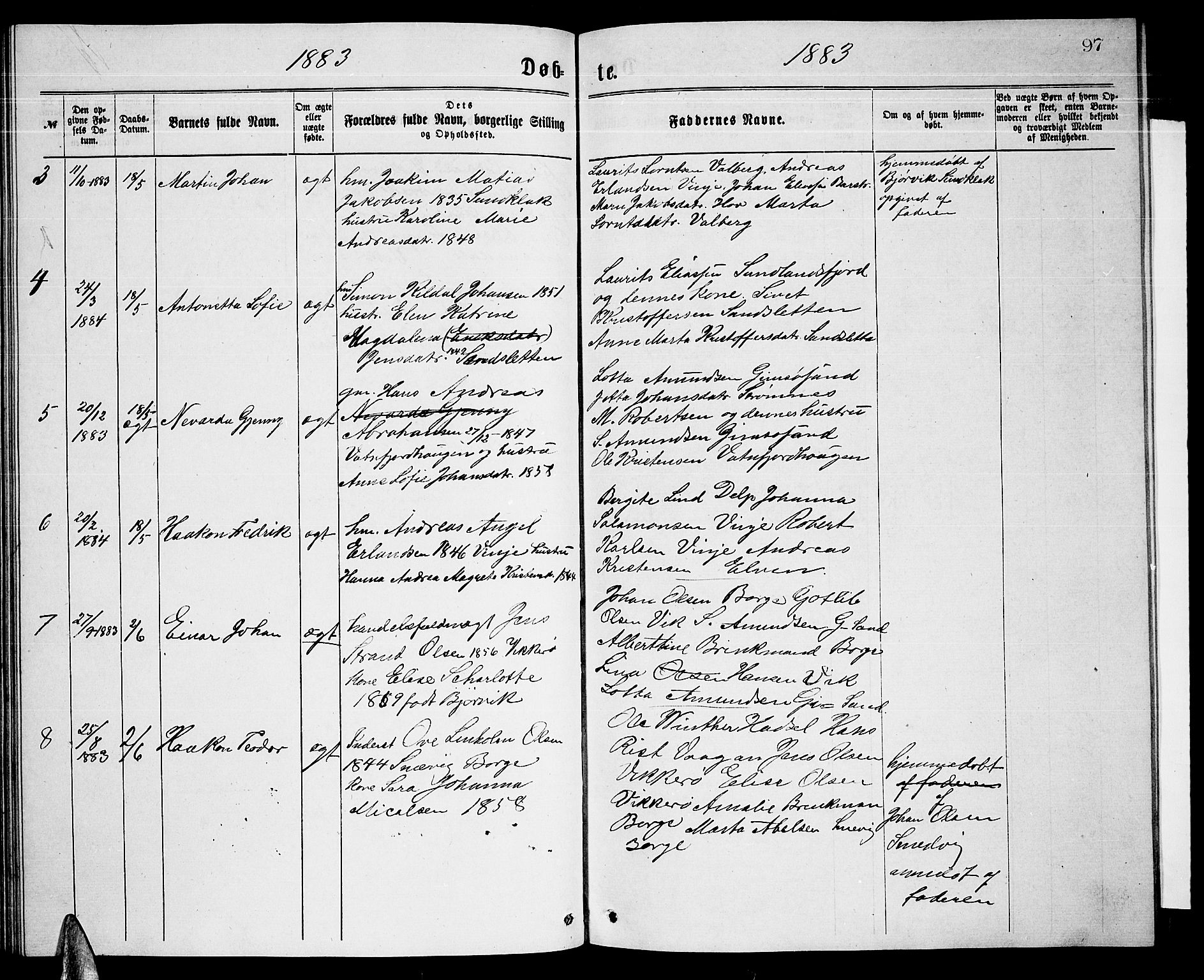 Ministerialprotokoller, klokkerbøker og fødselsregistre - Nordland, AV/SAT-A-1459/876/L1103: Parish register (copy) no. 876C02, 1870-1886, p. 97