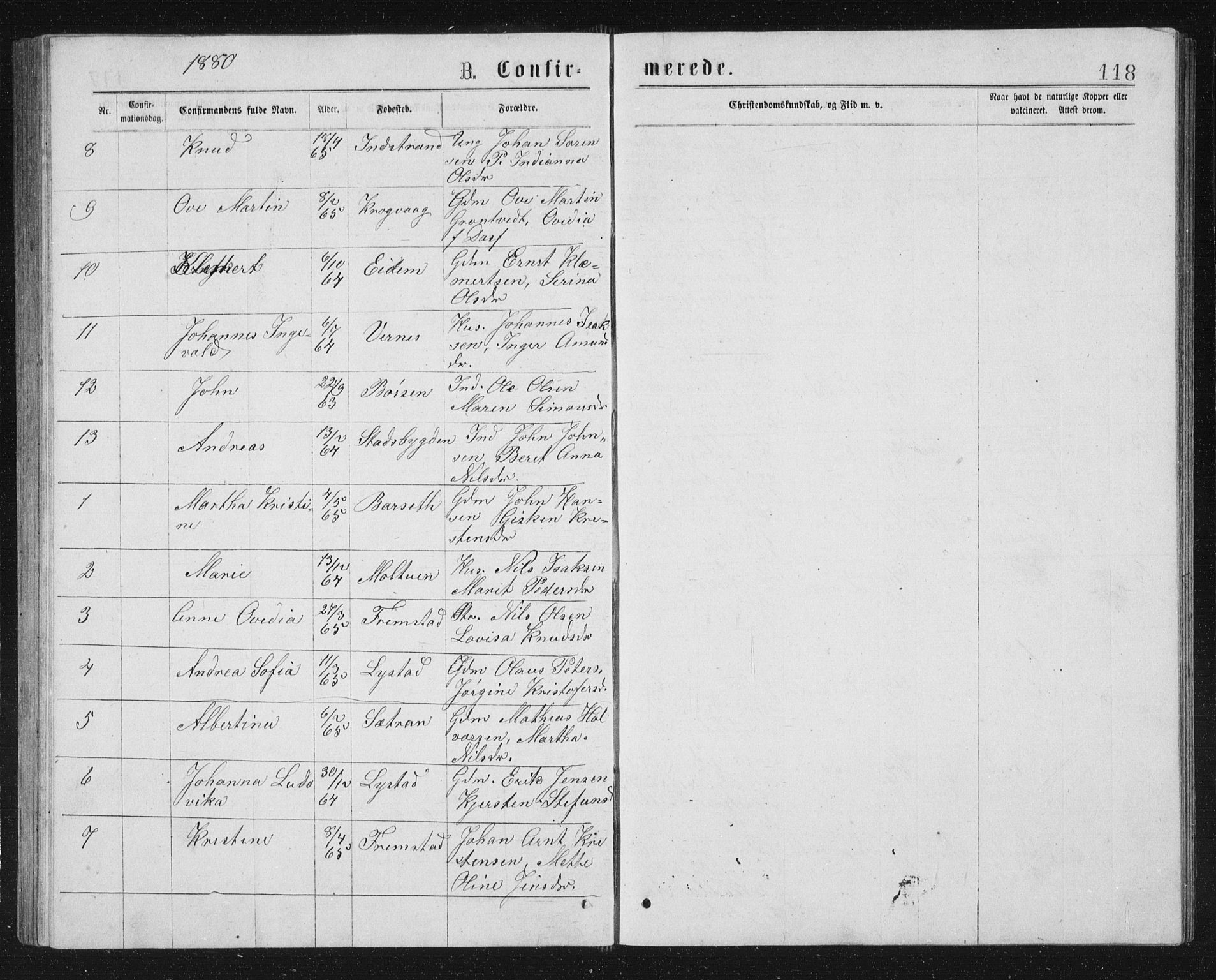Ministerialprotokoller, klokkerbøker og fødselsregistre - Sør-Trøndelag, SAT/A-1456/662/L0756: Parish register (copy) no. 662C01, 1869-1891, p. 118