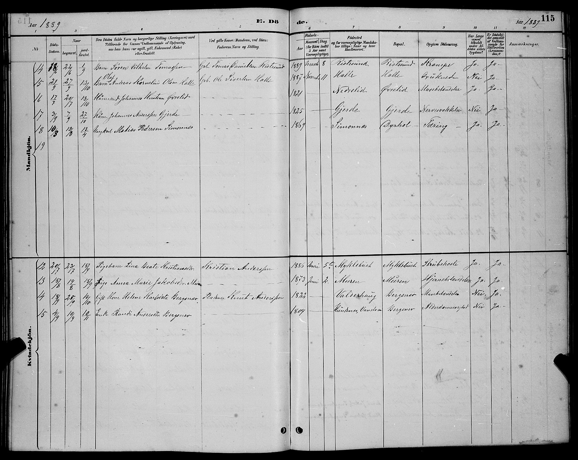 Ministerialprotokoller, klokkerbøker og fødselsregistre - Møre og Romsdal, AV/SAT-A-1454/503/L0048: Parish register (copy) no. 503C03, 1885-1893, p. 115