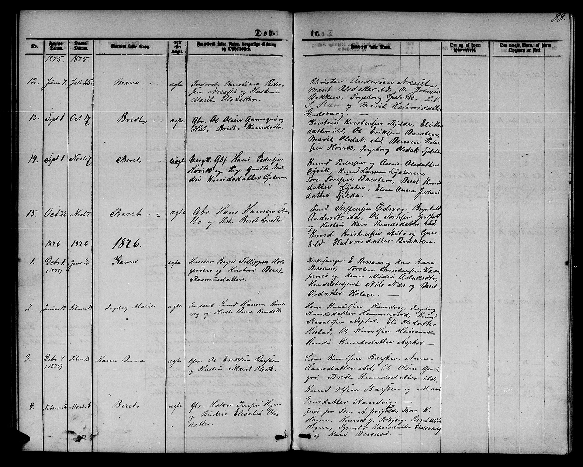 Ministerialprotokoller, klokkerbøker og fødselsregistre - Møre og Romsdal, AV/SAT-A-1454/551/L0630: Parish register (copy) no. 551C02, 1867-1885, p. 88