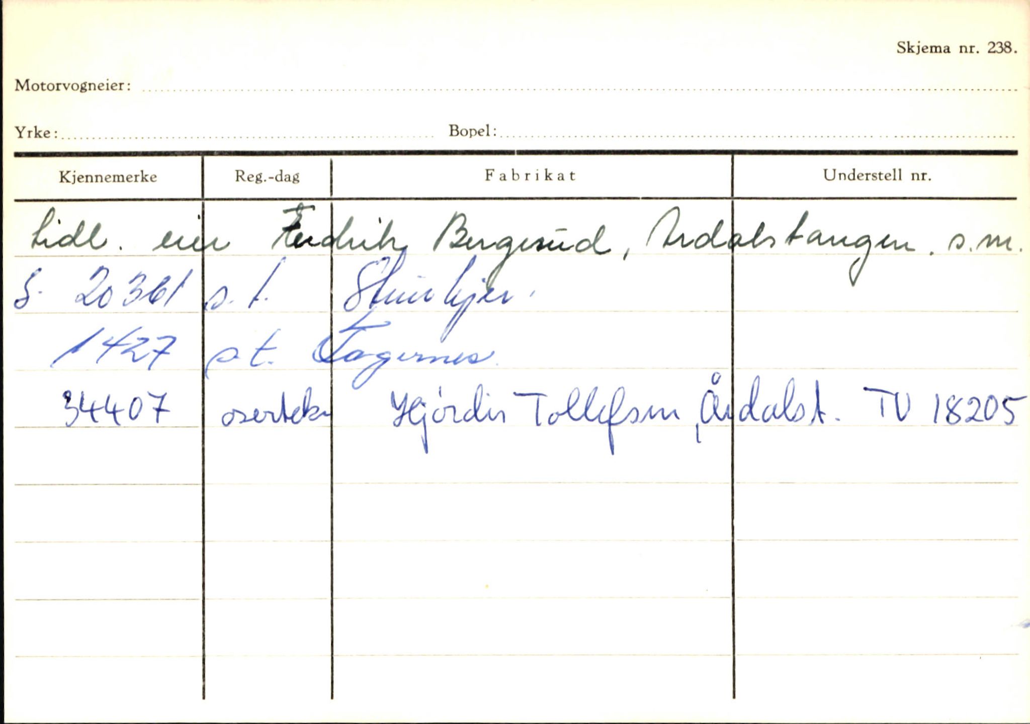 Statens vegvesen, Sogn og Fjordane vegkontor, AV/SAB-A-5301/4/F/L0146: Registerkort Årdal R-Å samt diverse kort, 1945-1975, p. 920