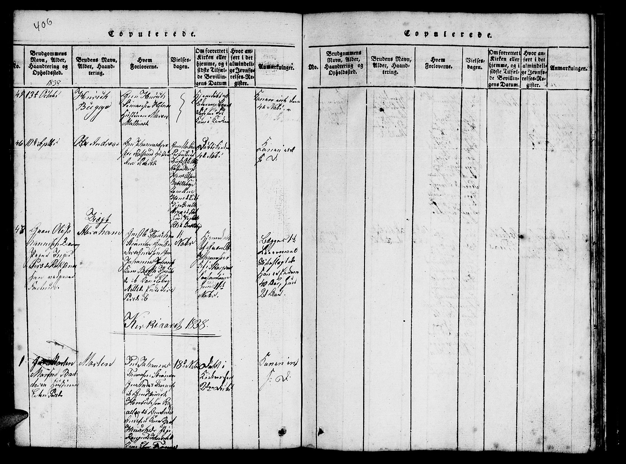 Skjervøy sokneprestkontor, AV/SATØ-S-1300/H/Ha/Hab/L0001klokker: Parish register (copy) no. 1, 1825-1838, p. 406-407