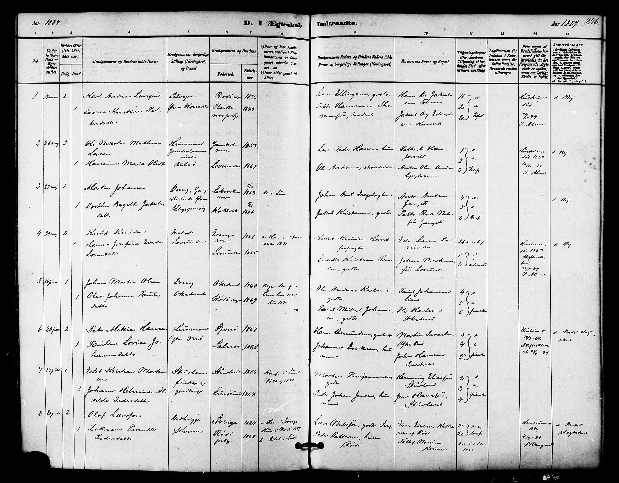 Ministerialprotokoller, klokkerbøker og fødselsregistre - Nordland, SAT/A-1459/839/L0568: Parish register (official) no. 839A05, 1880-1902, p. 276
