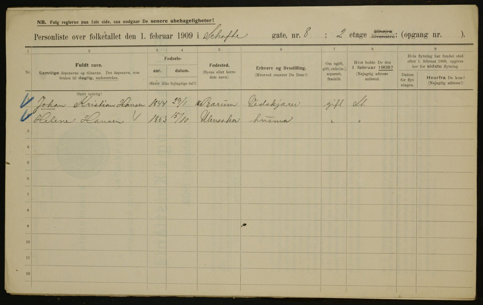 OBA, Municipal Census 1909 for Kristiania, 1909, p. 81243