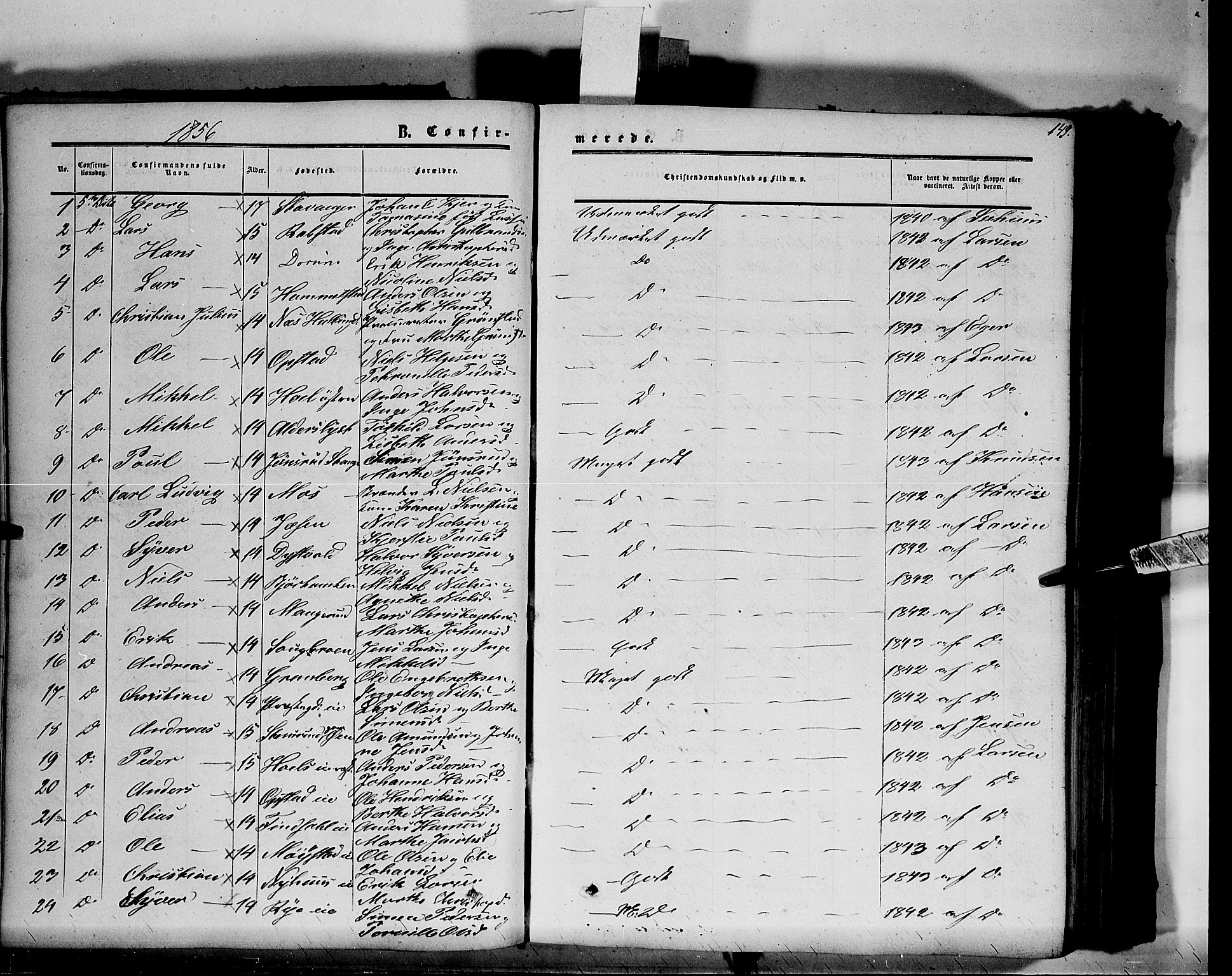 Vang prestekontor, Hedmark, SAH/PREST-008/H/Ha/Haa/L0012: Parish register (official) no. 12, 1855-1870, p. 149