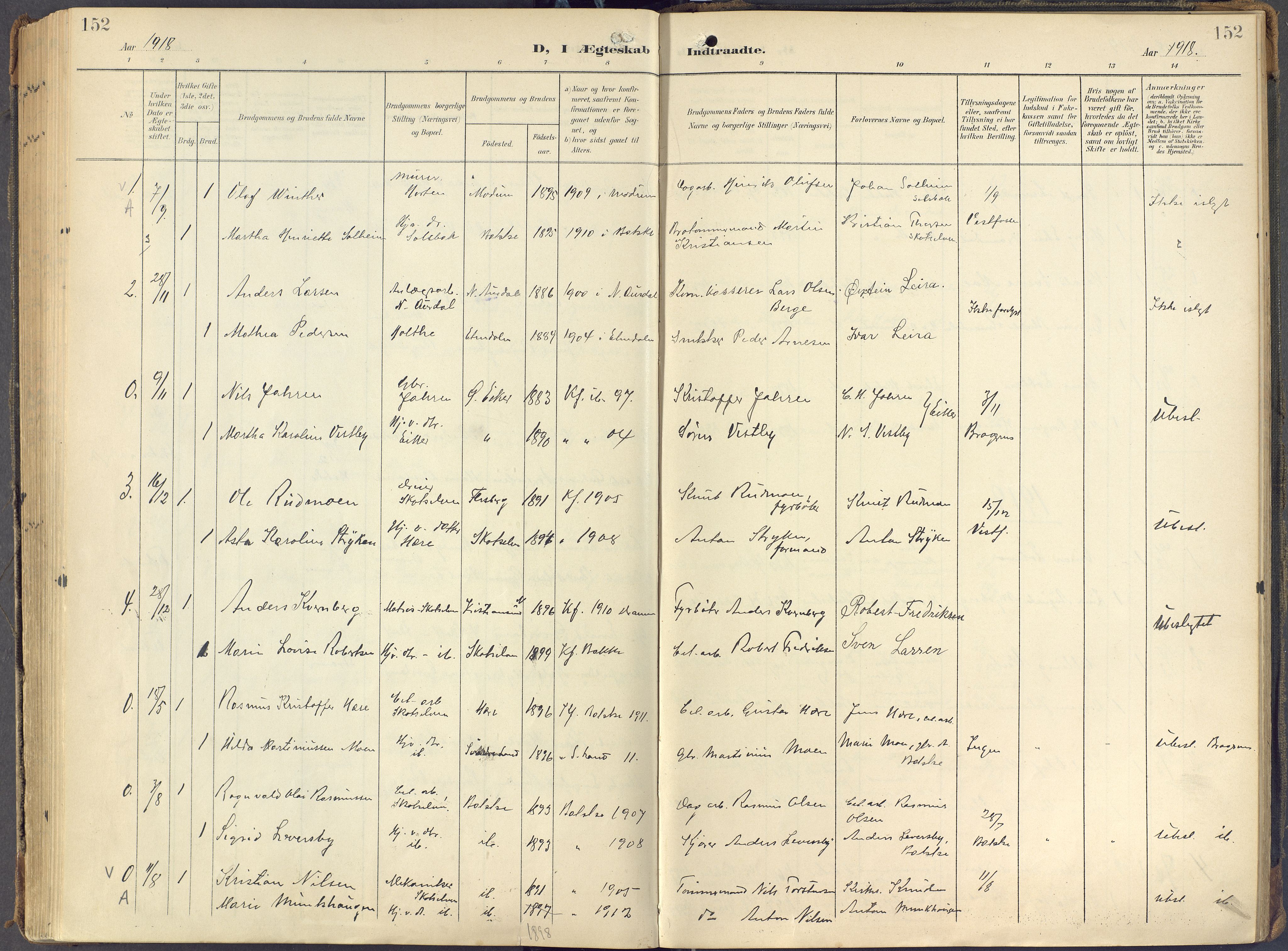 Eiker kirkebøker, SAKO/A-4/F/Fc/L0004: Parish register (official) no. III 4, 1900-1919, p. 152
