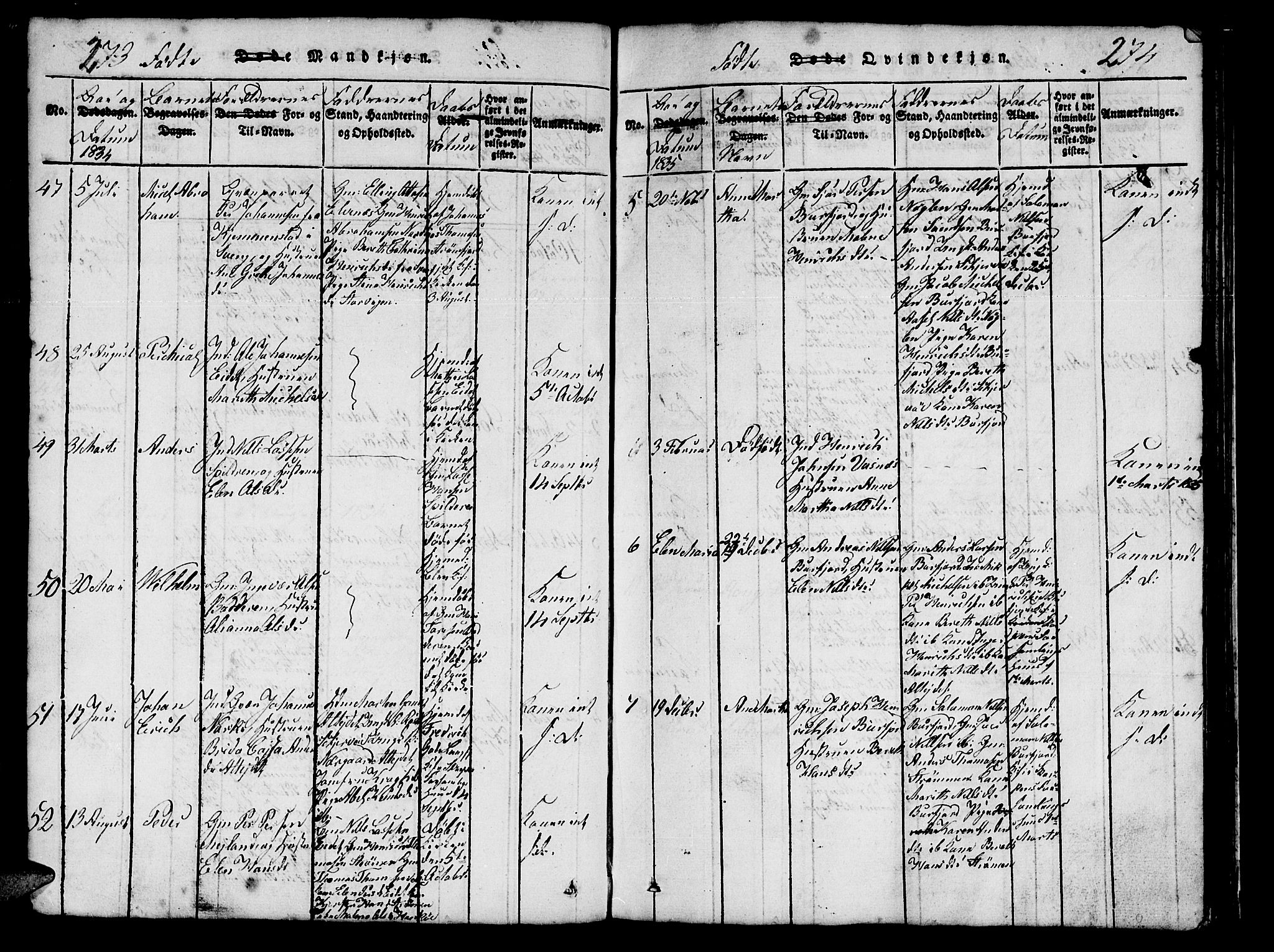 Skjervøy sokneprestkontor, AV/SATØ-S-1300/H/Ha/Hab/L0001klokker: Parish register (copy) no. 1, 1825-1838, p. 273-274