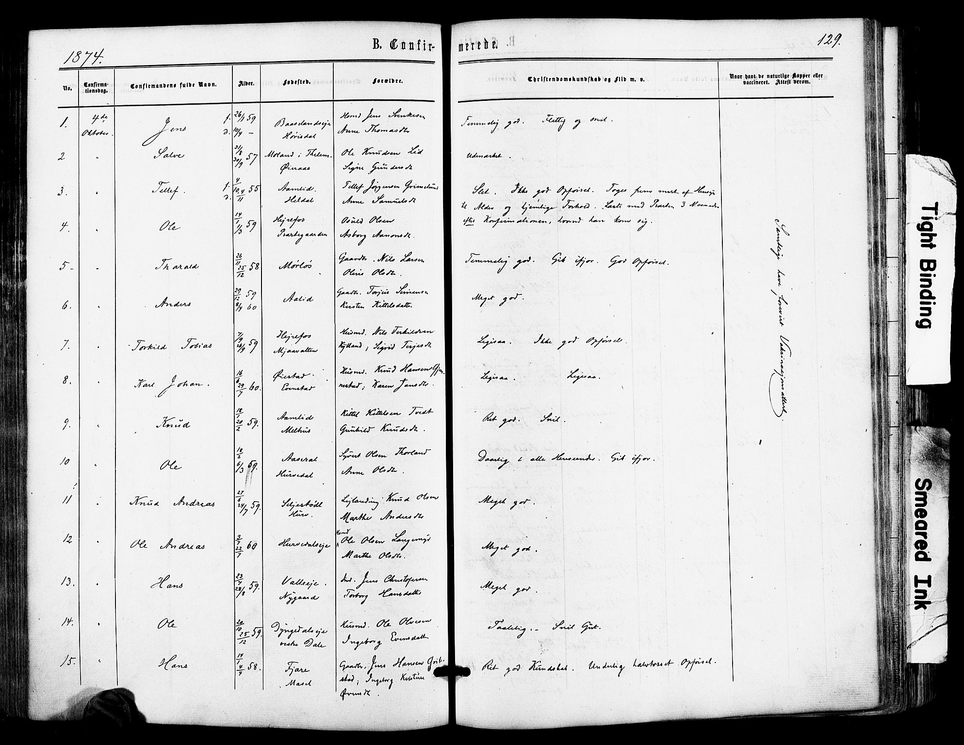 Froland sokneprestkontor, SAK/1111-0013/F/Fa/L0003: Parish register (official) no. A 3, 1864-1881, p. 129