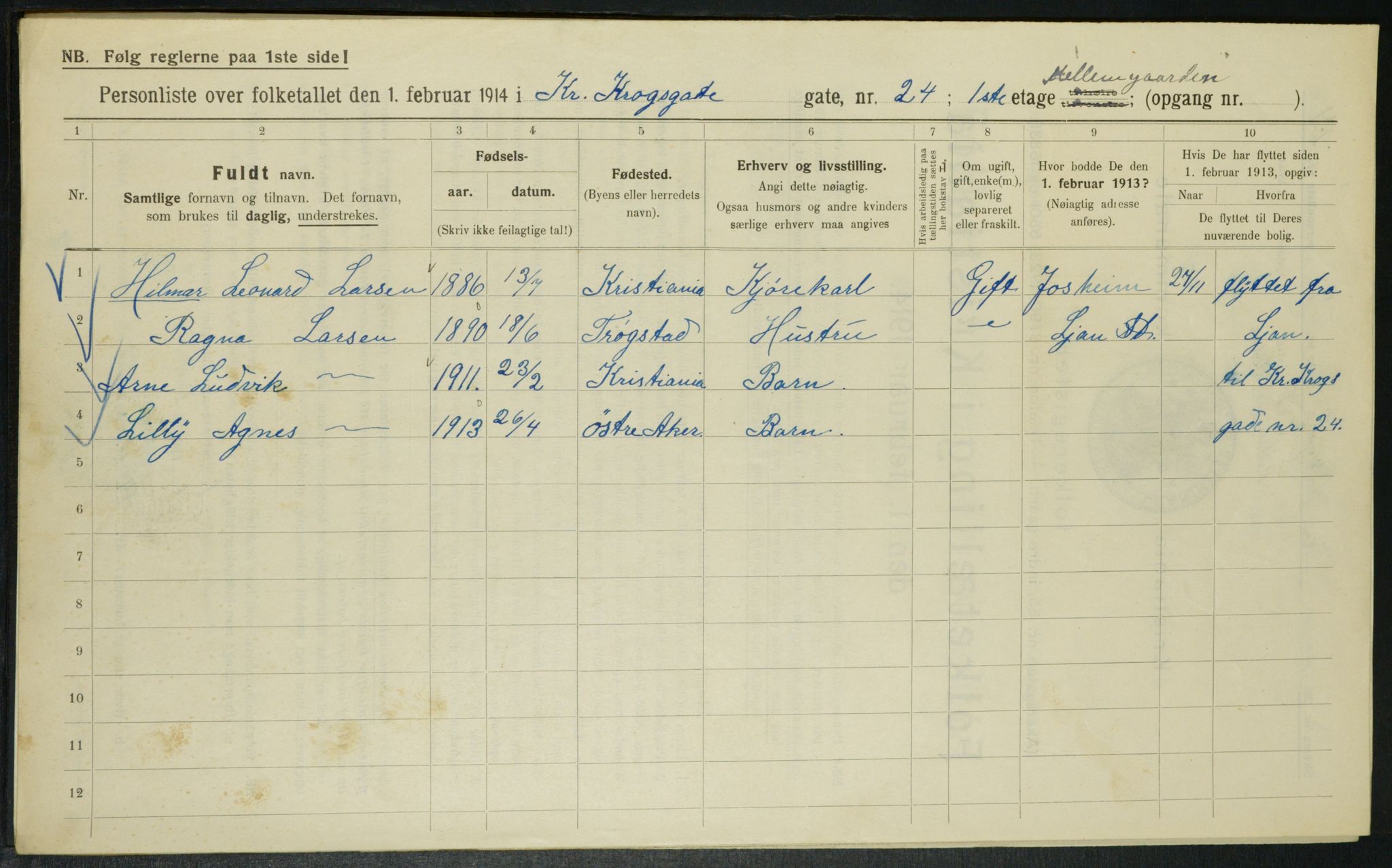 OBA, Municipal Census 1914 for Kristiania, 1914, p. 12042