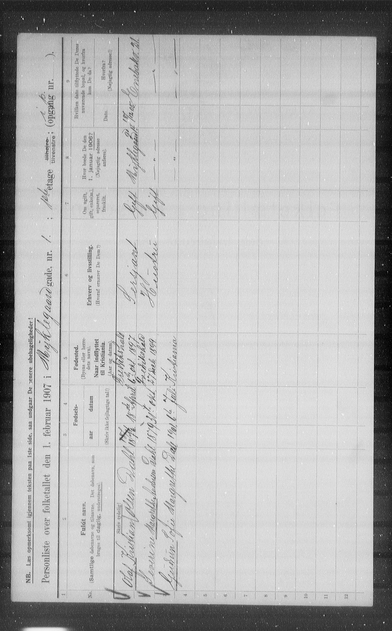 OBA, Municipal Census 1907 for Kristiania, 1907, p. 34846