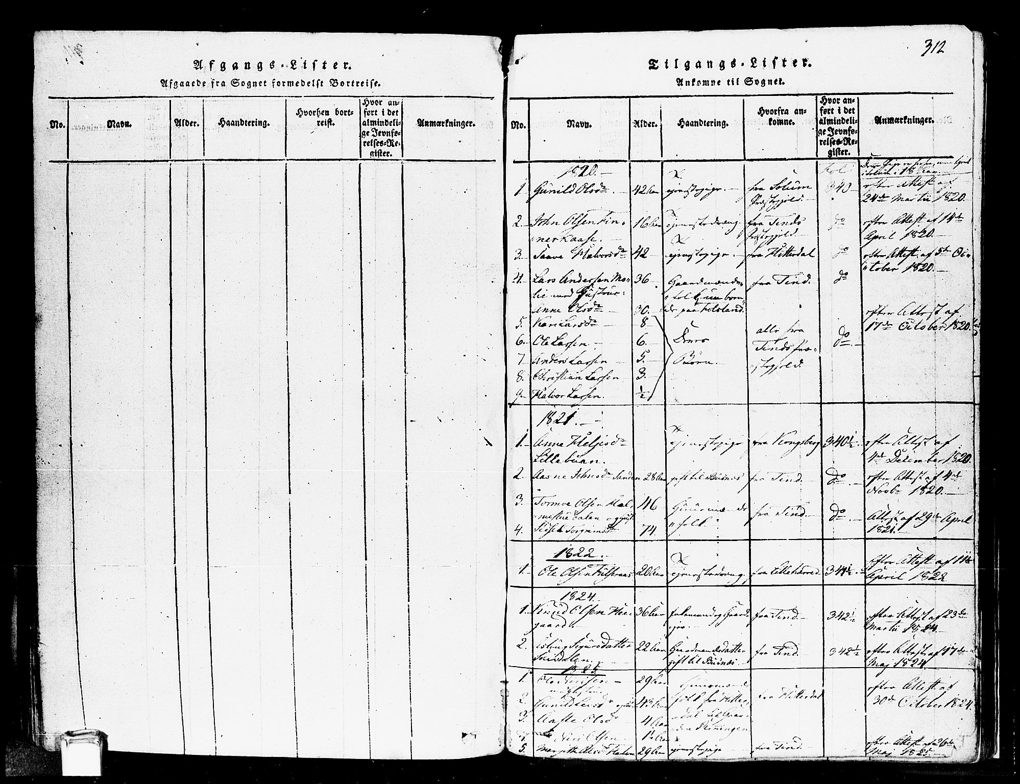 Gransherad kirkebøker, SAKO/A-267/F/Fa/L0001: Parish register (official) no. I 1, 1815-1843, p. 312