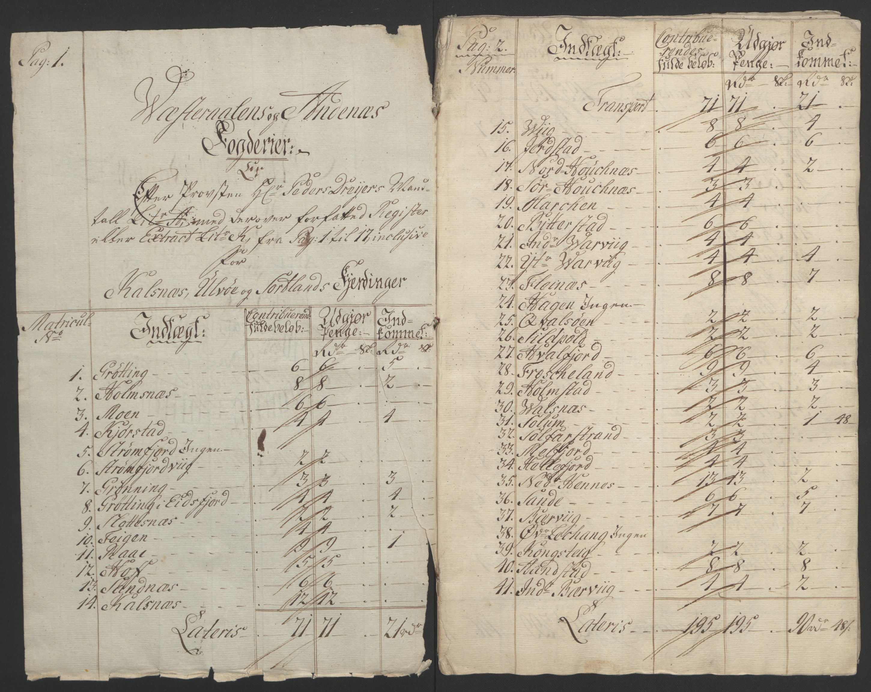 Rentekammeret inntil 1814, Reviderte regnskaper, Fogderegnskap, RA/EA-4092/R67/L4747: Ekstraskatten Vesterålen, Andenes og Lofoten, 1762-1766, p. 335