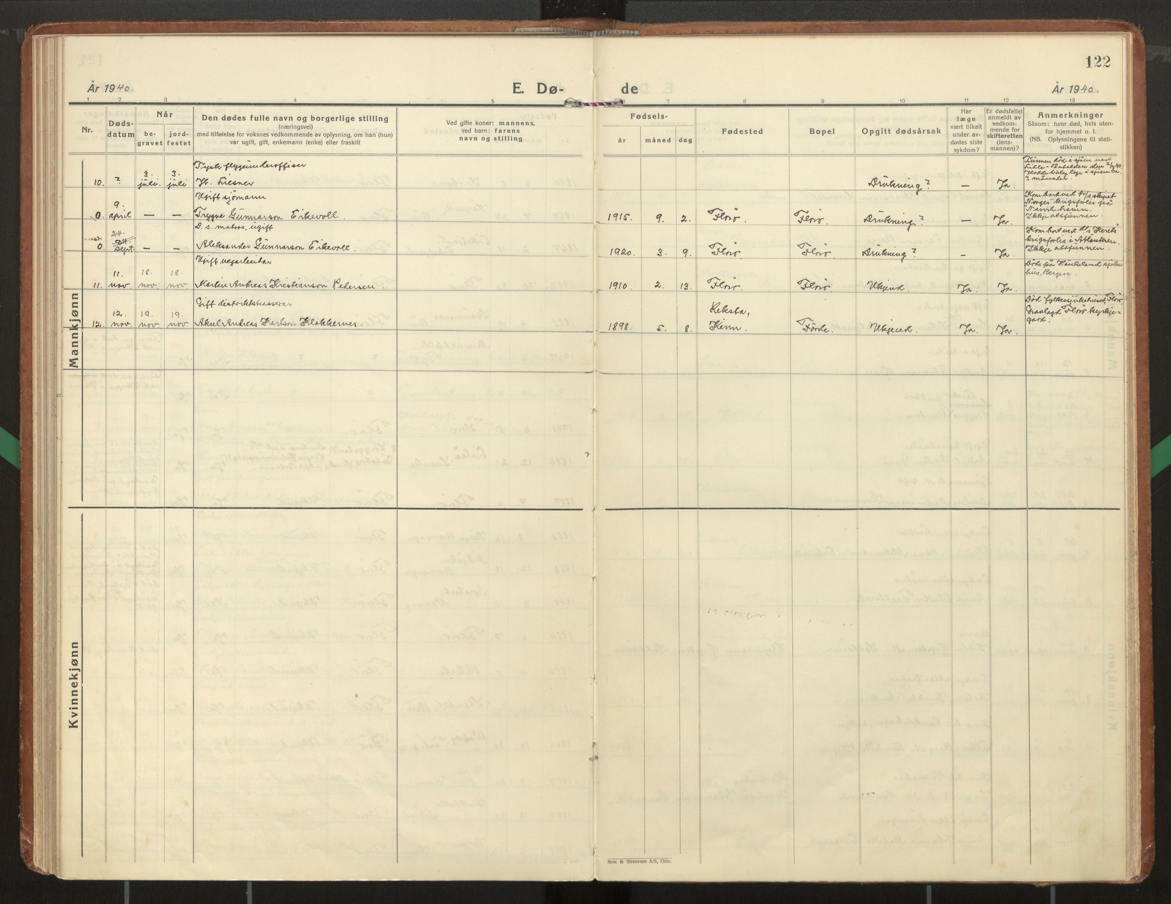 Kinn sokneprestembete, AV/SAB-A-80801/H/Haa/Haac/L0004: Parish register (official) no. C 4, 1935-1947, p. 122