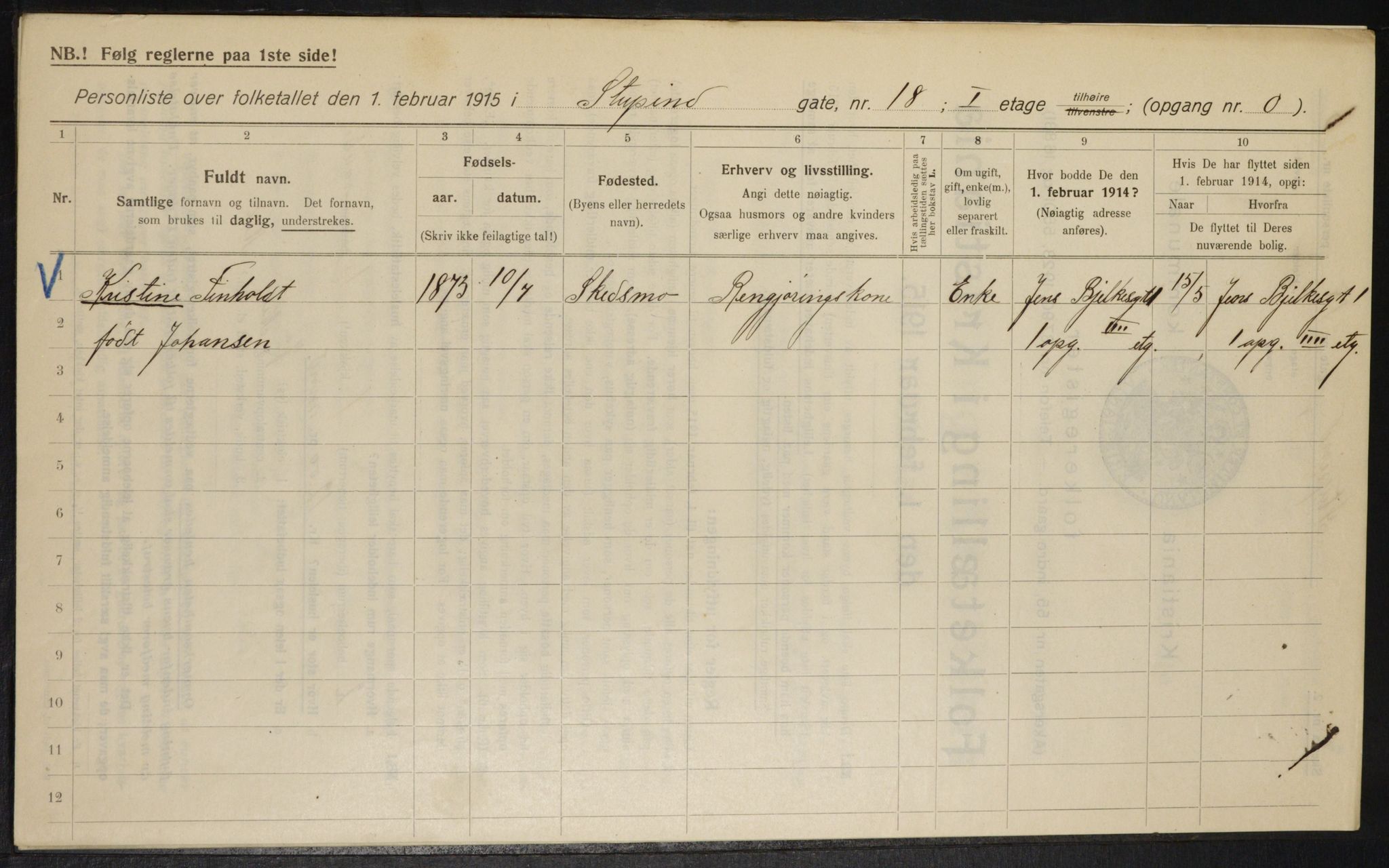 OBA, Municipal Census 1915 for Kristiania, 1915, p. 104774