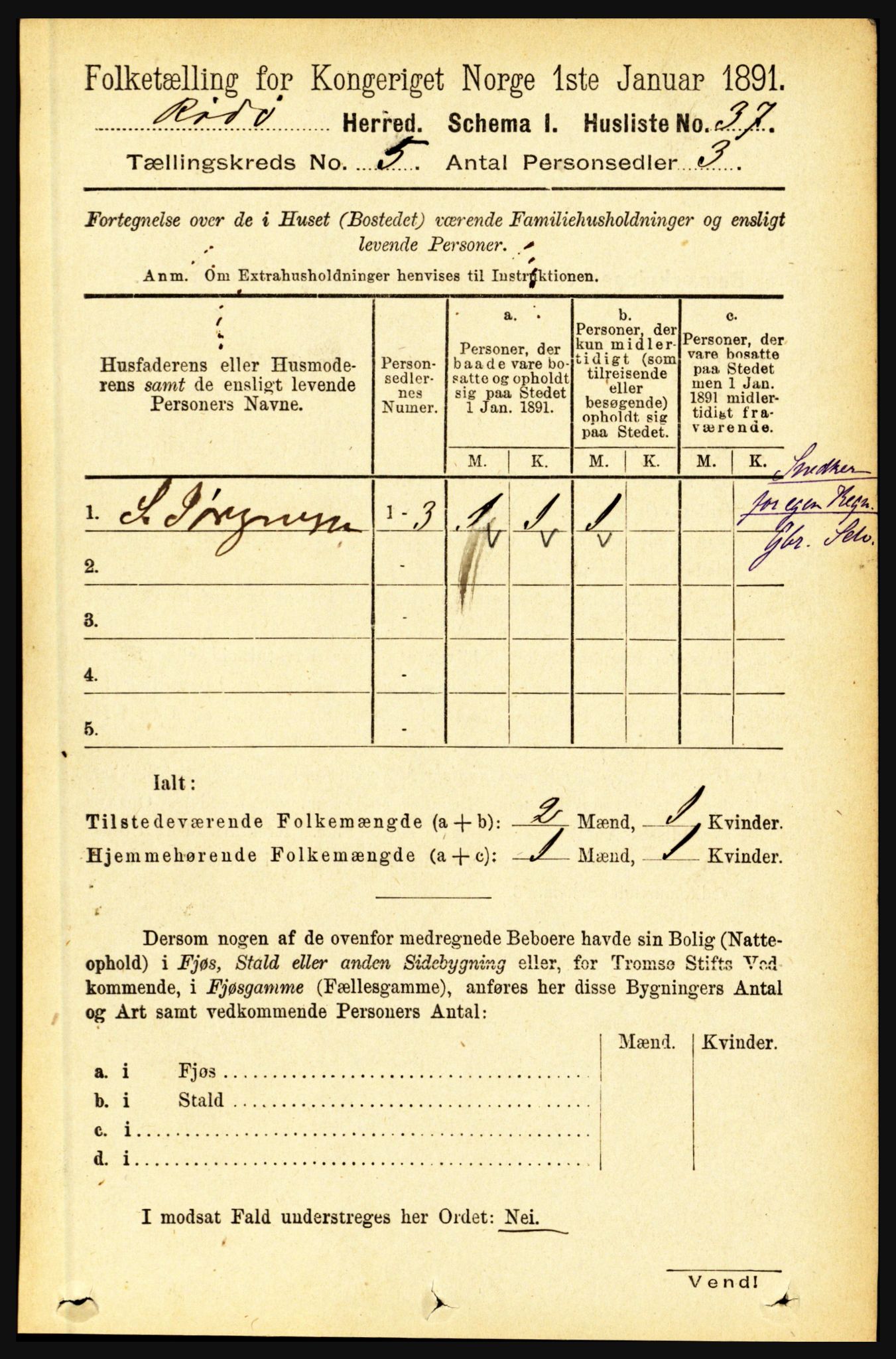 RA, 1891 census for 1836 Rødøy, 1891, p. 2383