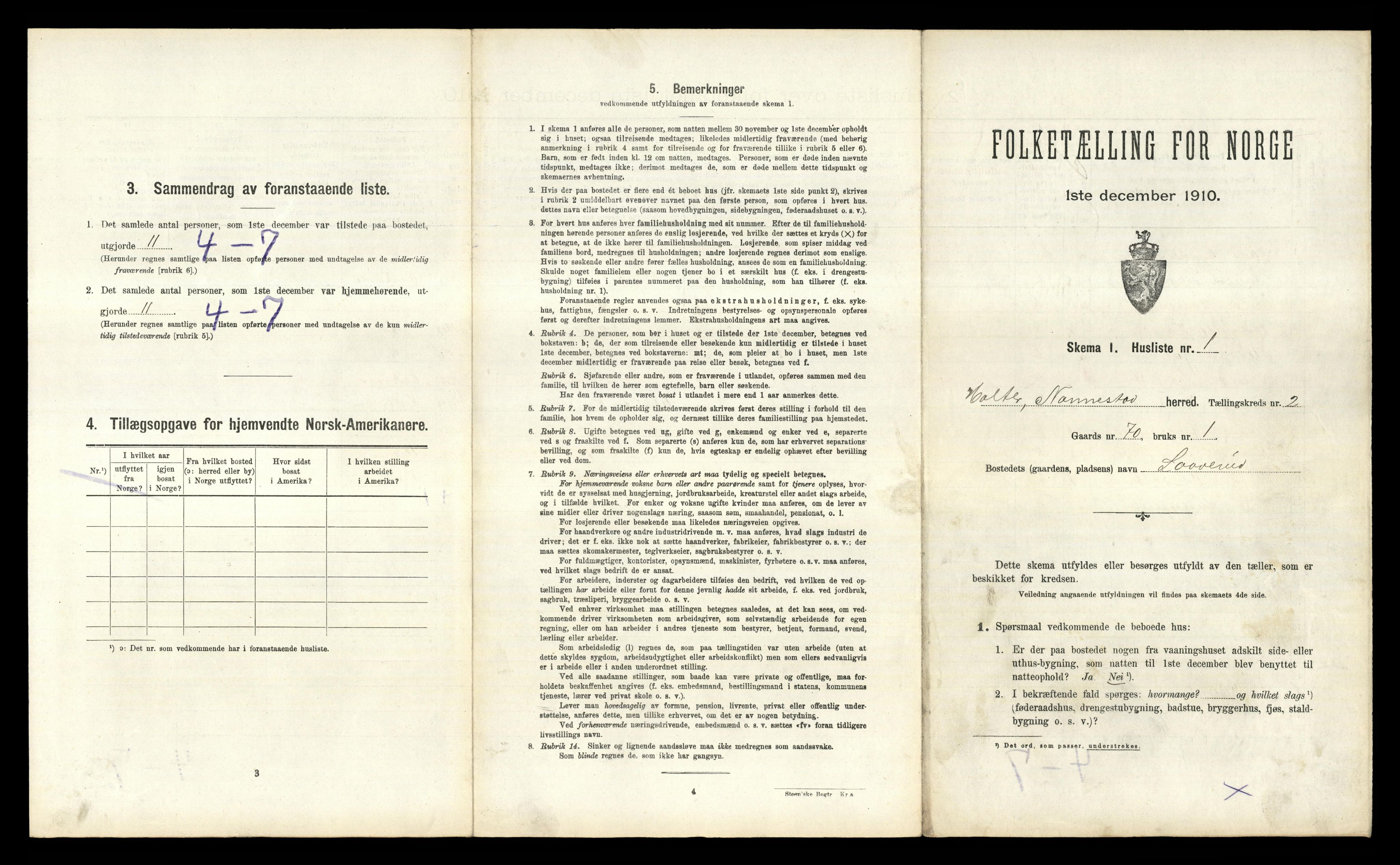 RA, 1910 census for Nannestad, 1910, p. 199
