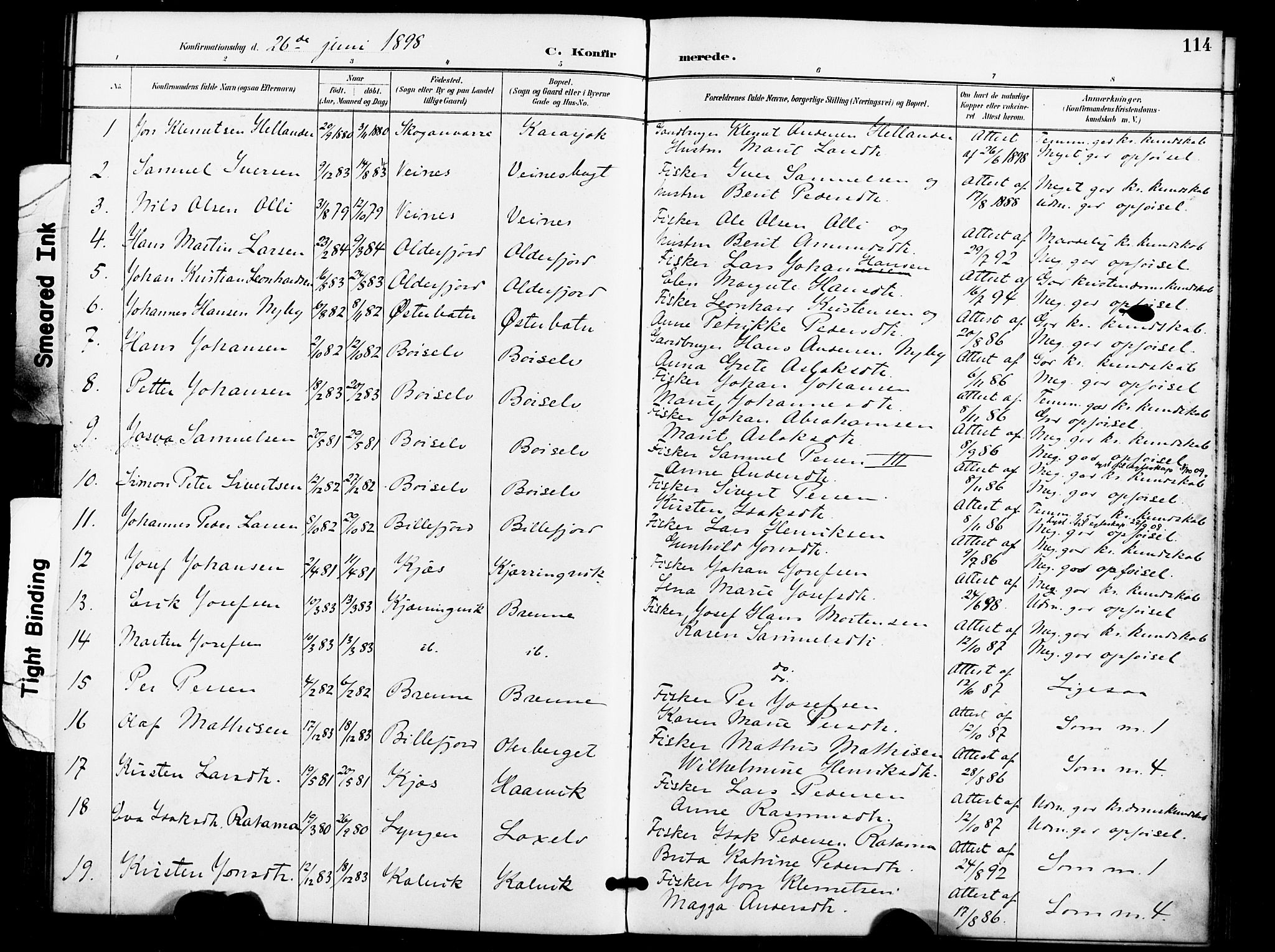 Kistrand/Porsanger sokneprestembete, SATØ/S-1351/H/Ha/L0008.kirke: Parish register (official) no. 8, 1890-1898, p. 114