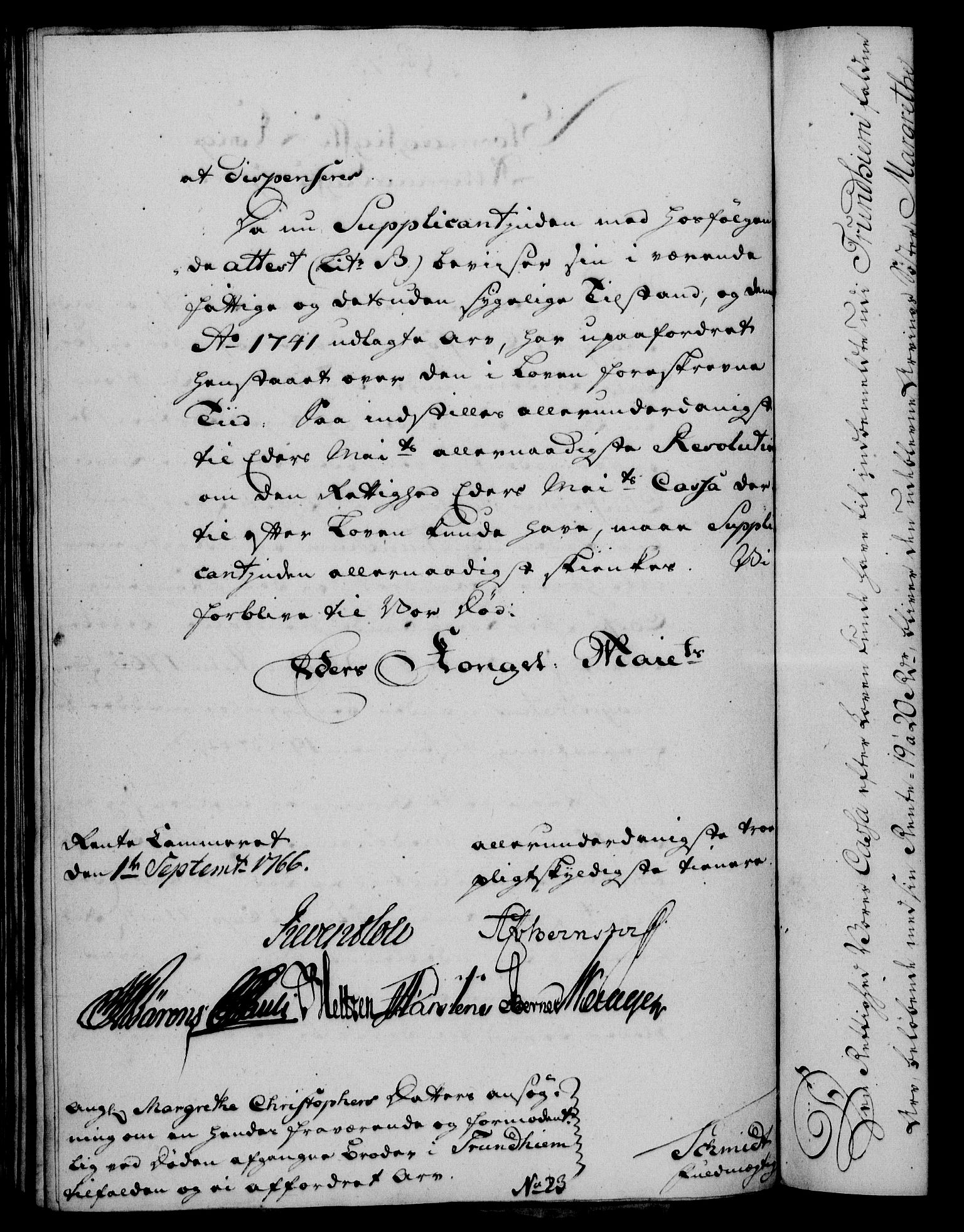 Rentekammeret, Kammerkanselliet, AV/RA-EA-3111/G/Gf/Gfa/L0048: Norsk relasjons- og resolusjonsprotokoll (merket RK 52.48), 1766, p. 327