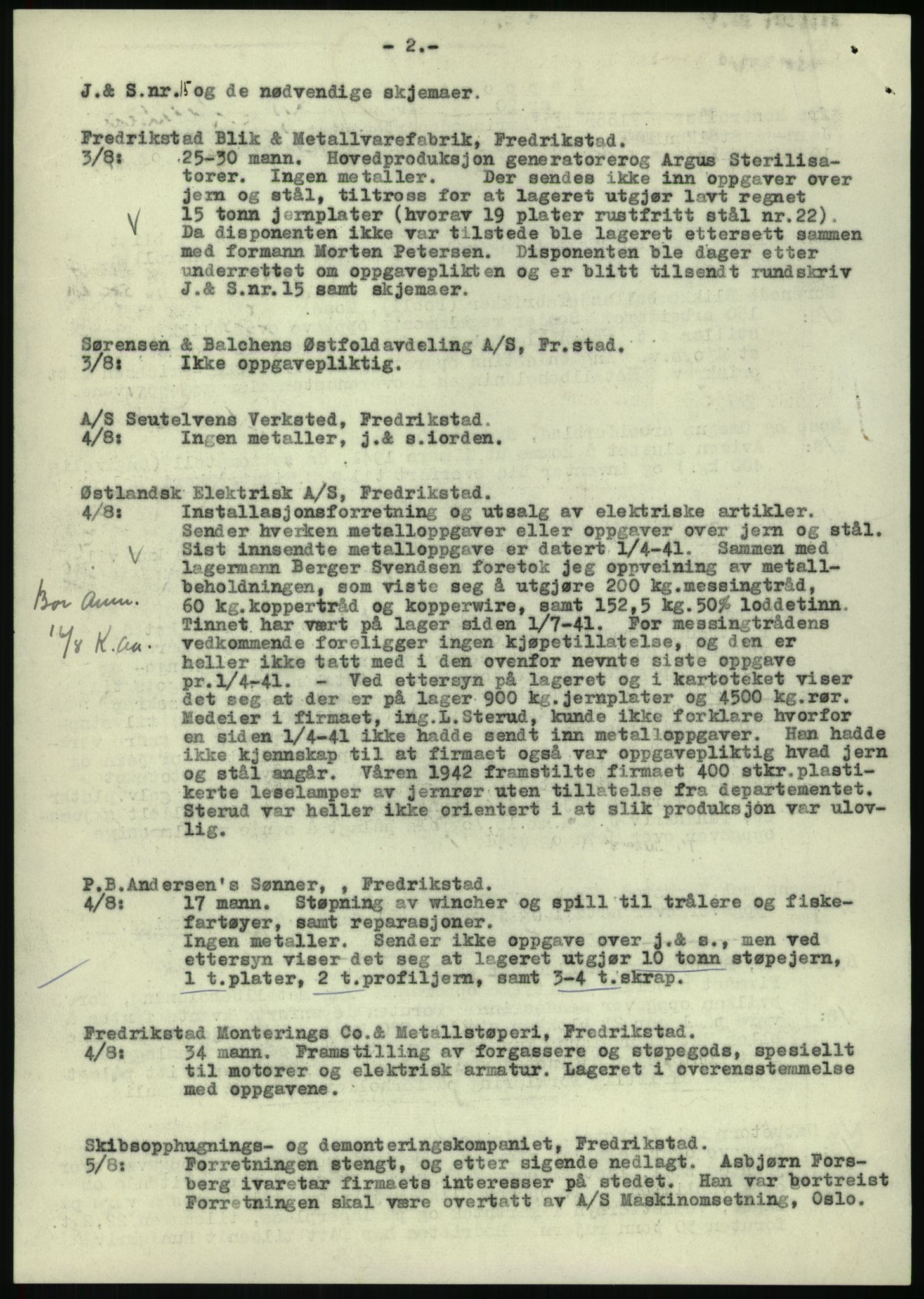 Direktoratet for industriforsyning, Sekretariatet, AV/RA-S-4153/D/Df/L0054: 9. Metallkontoret, 1940-1945, p. 2626