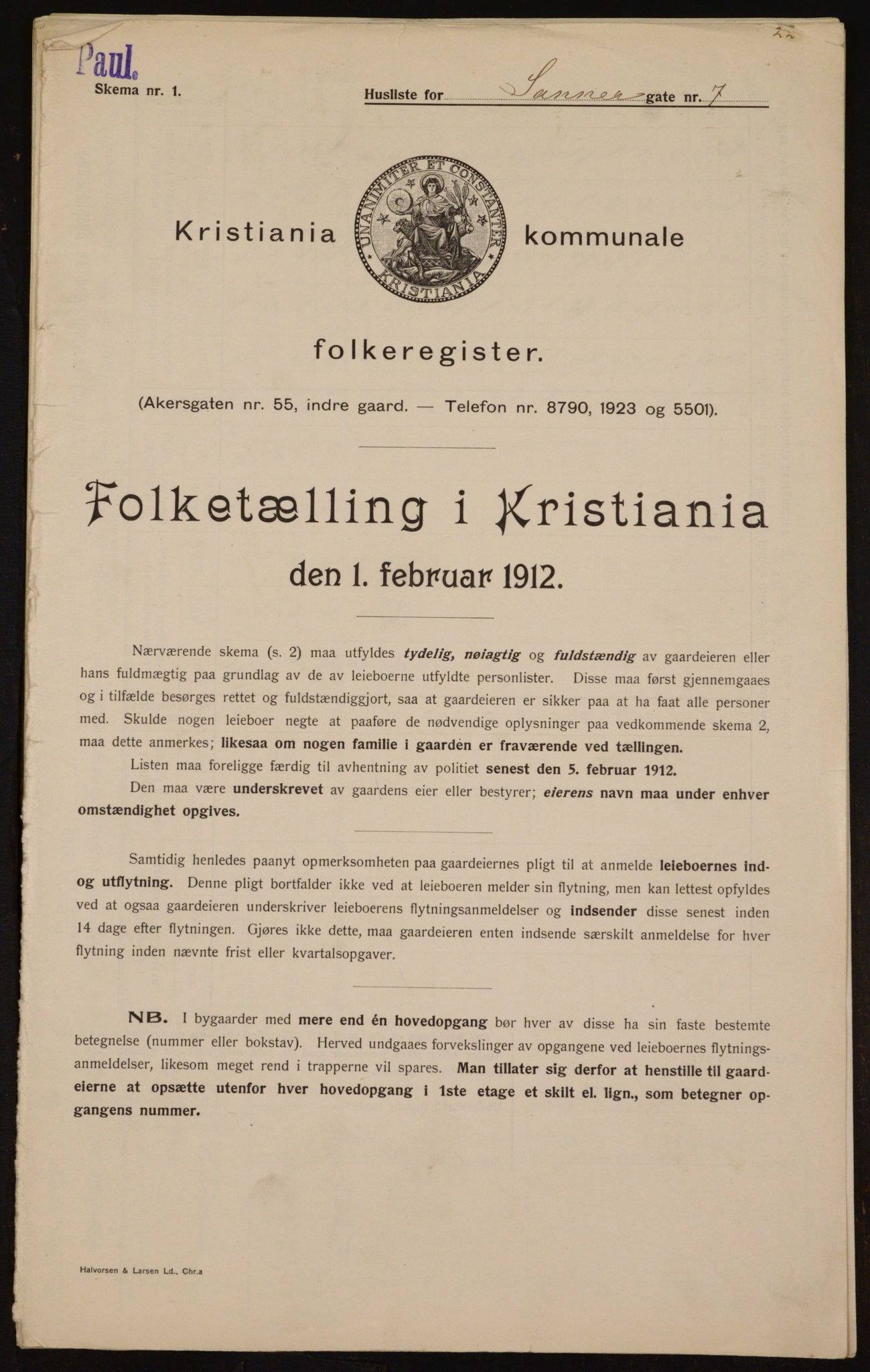 OBA, Municipal Census 1912 for Kristiania, 1912, p. 88716