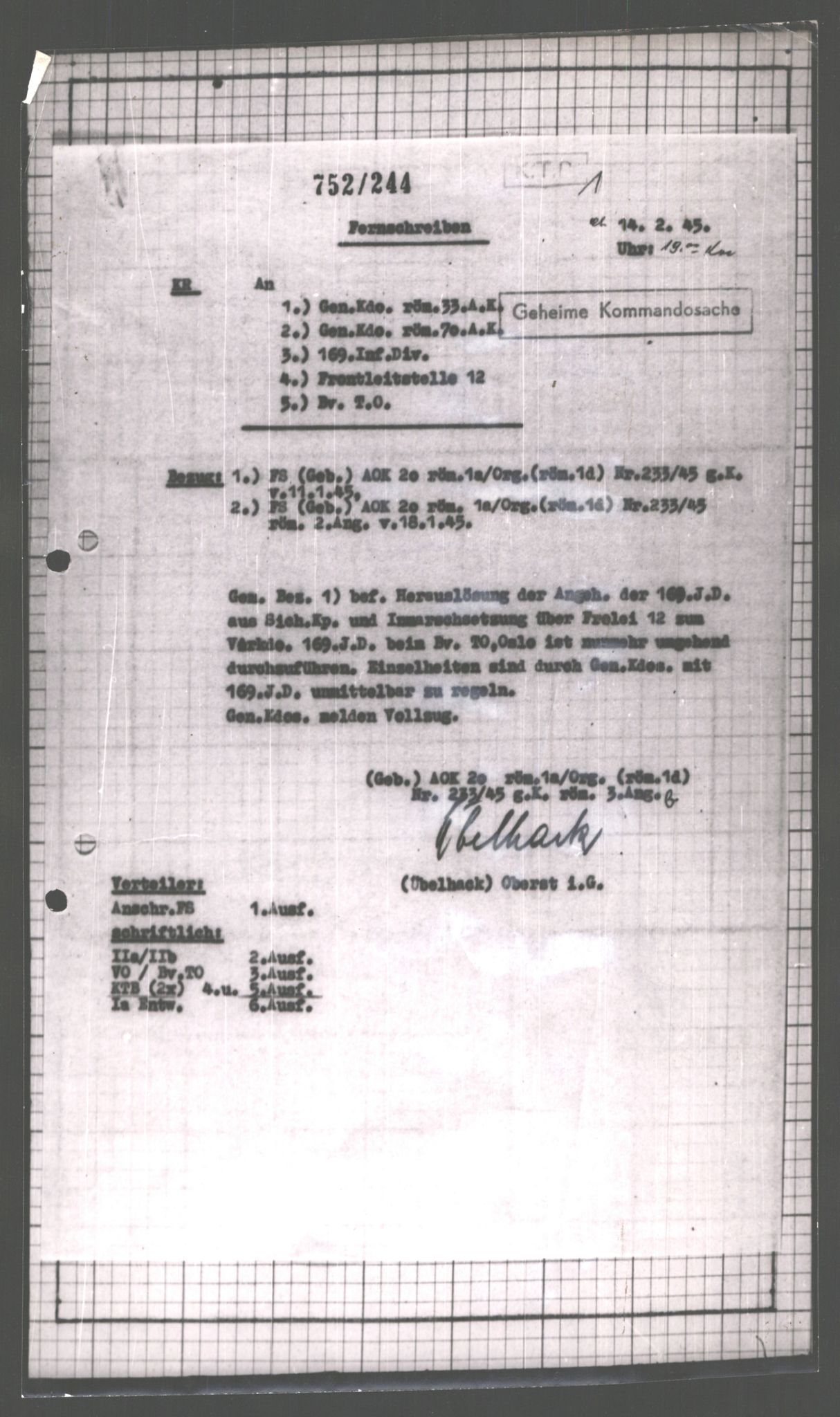 Forsvarets Overkommando. 2 kontor. Arkiv 11.4. Spredte tyske arkivsaker, AV/RA-RAFA-7031/D/Dar/Dara/L0003: Krigsdagbøker for 20. Gebirgs-Armee-Oberkommando (AOK 20), 1945, p. 52